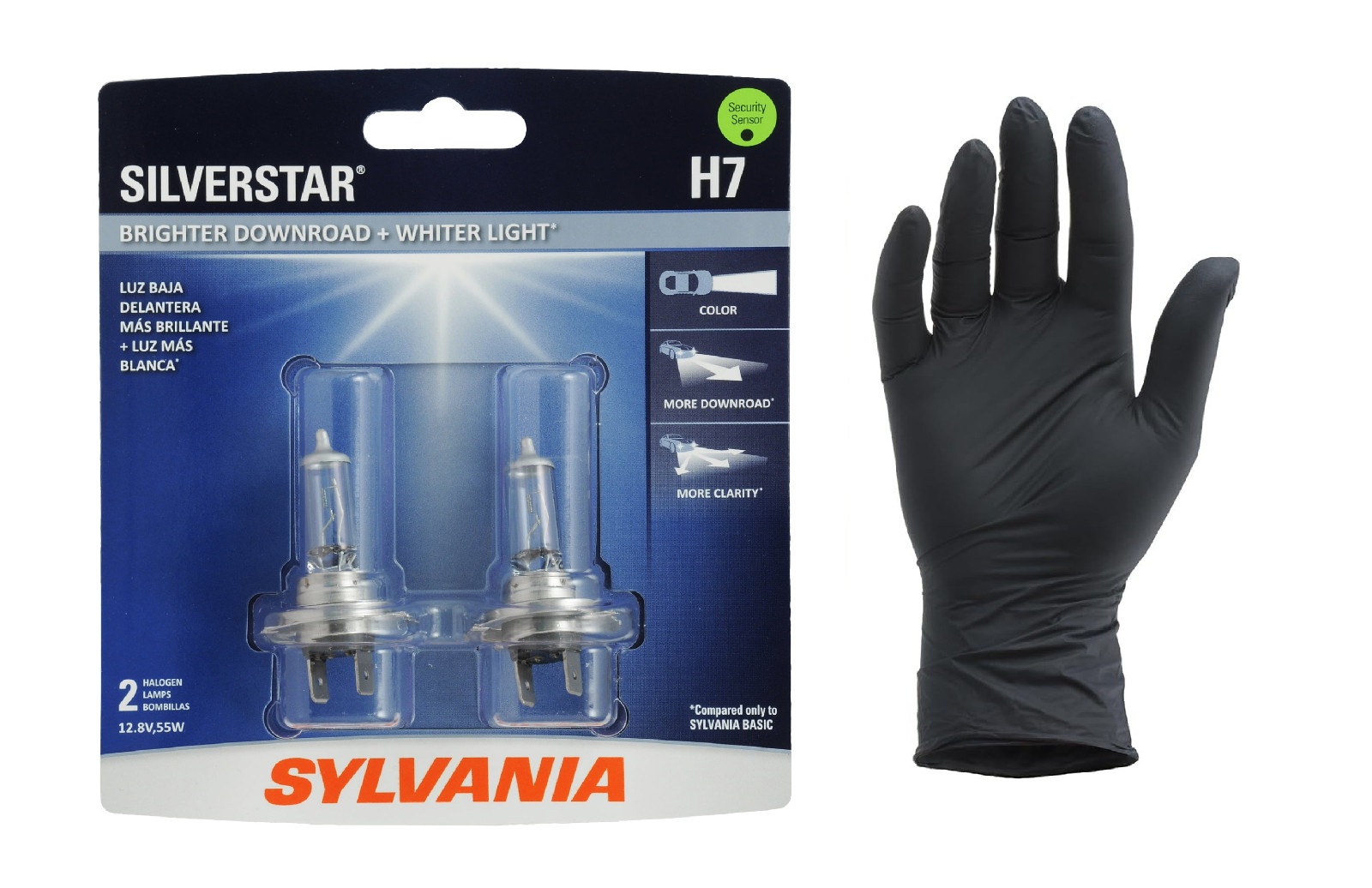 SYLVANIA H7 SilverStar Halogen 2-Bulbs  and Free Installation Glove NEW IN BOX
