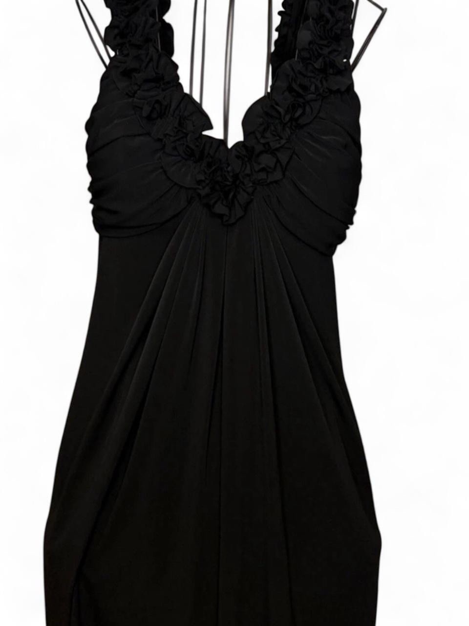 Maggy London Black Rosette Ruffle Mini Dress Size 8 Maggy London Black Rosette Ruffle Mini Dress Size 8
