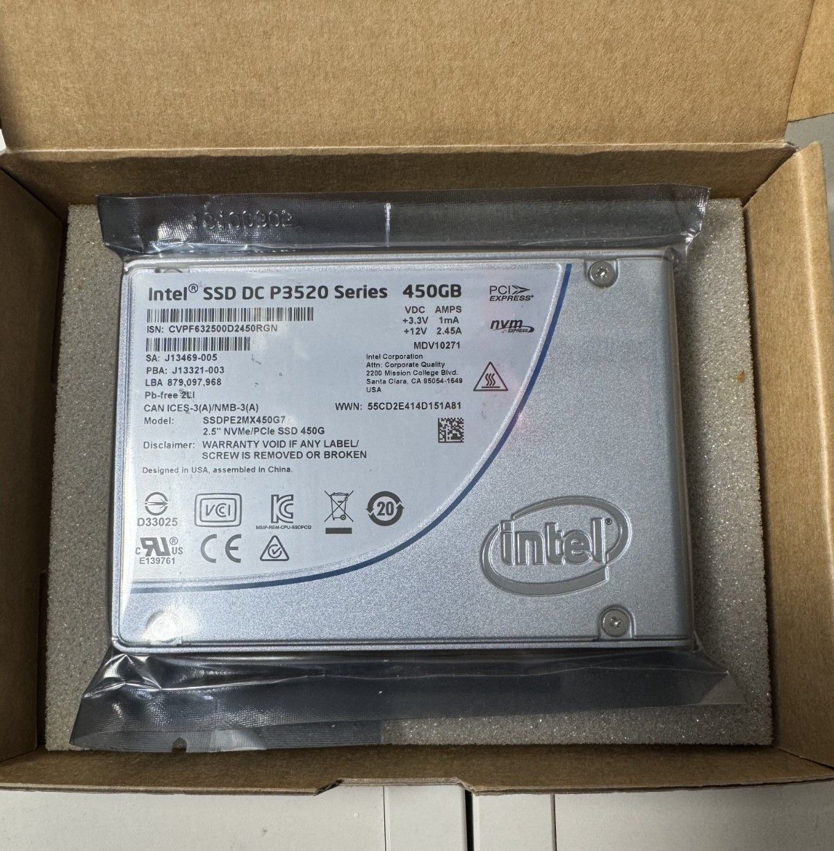 Intel SSD DC P3520 Series 450GB 2.5\