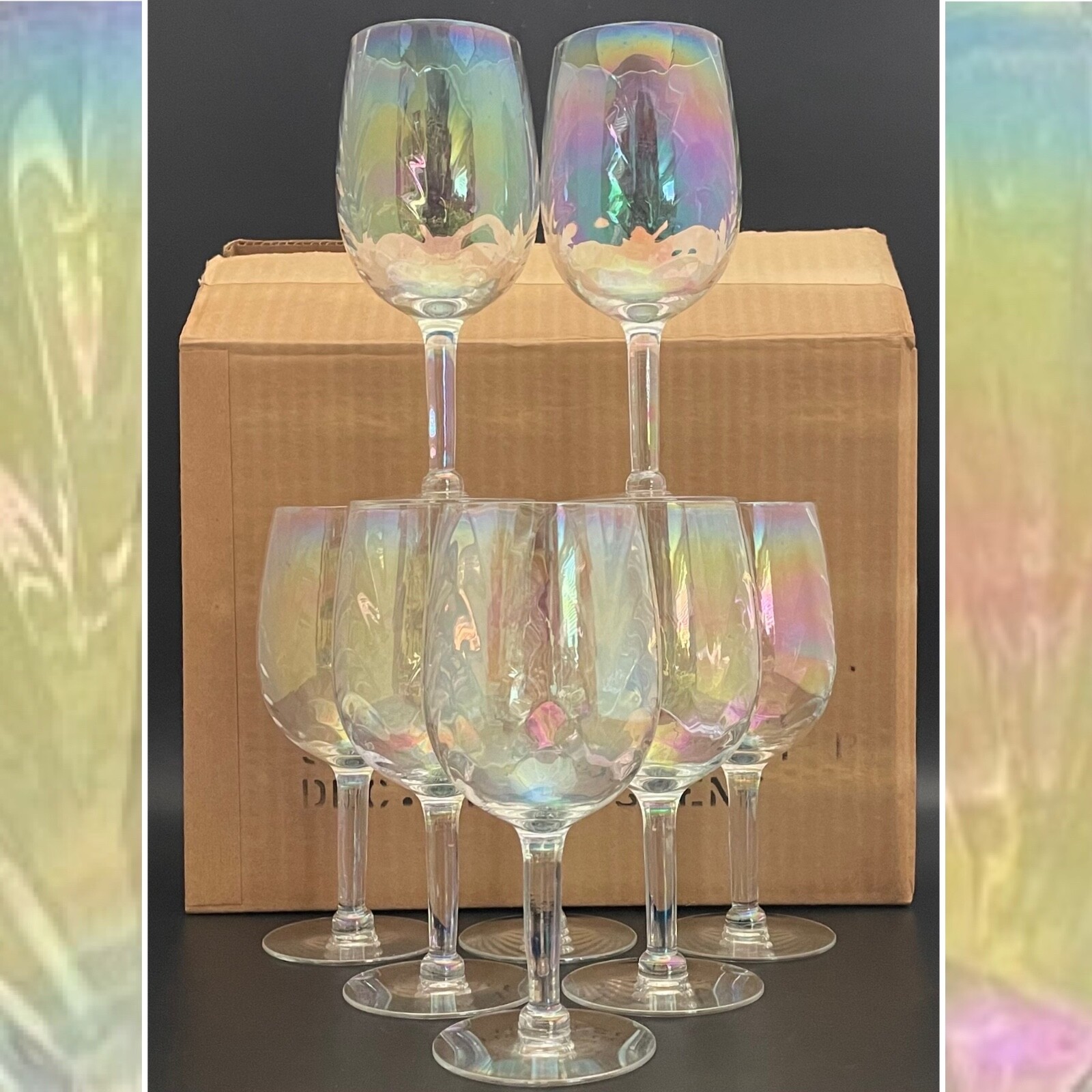 Mikasa Rare NOS Iridescent Drape Optic Pilsener 556 8pc Set c1970s Europe 10oz