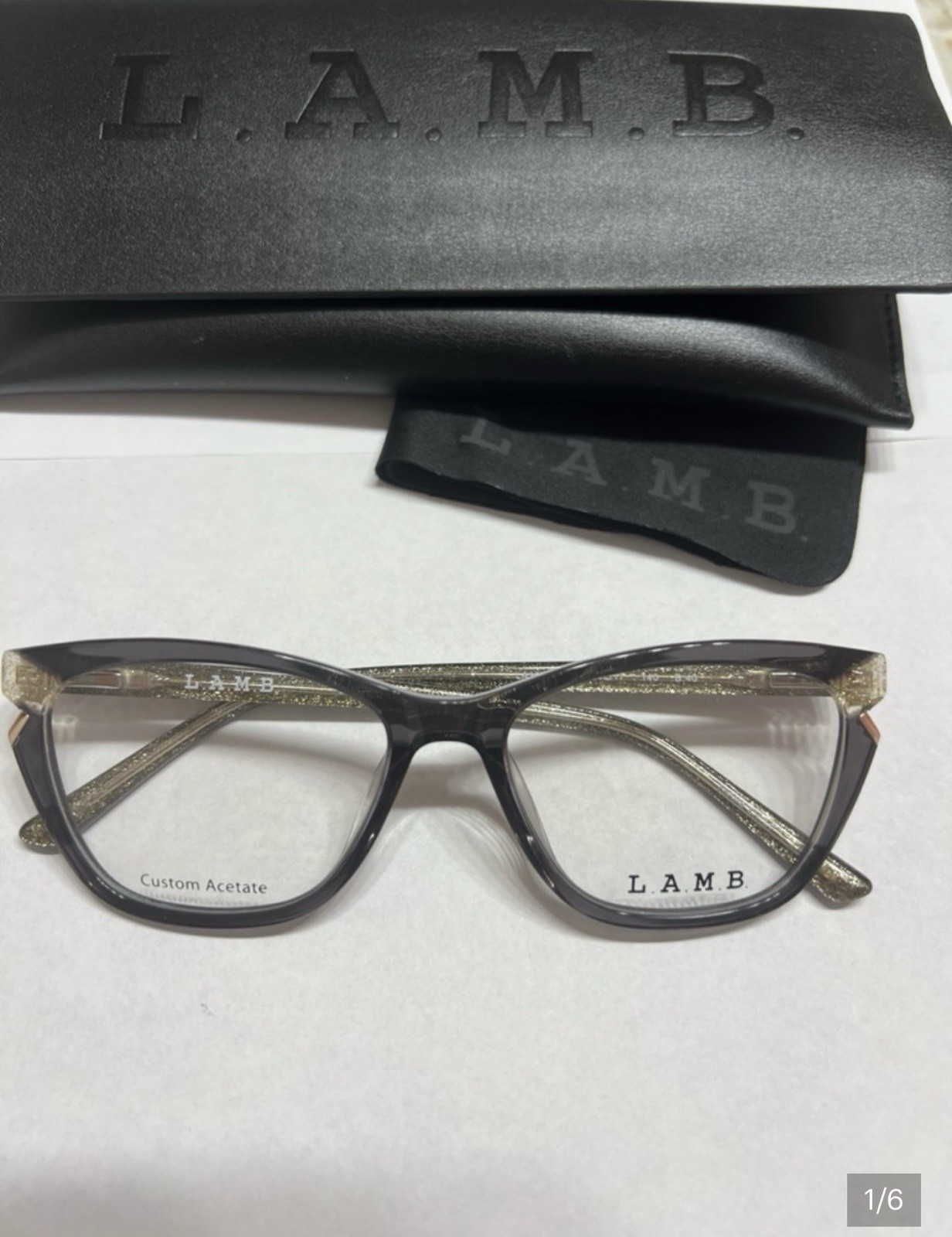 NEW L.A.M.B. LA107 GRY GREY GOLD GLITTER AUTHENTIC EYEGLASSES 54-17 NEW L.A.M.B. LA107 GRY GREY GOLD GLITTER AUTHENTIC EYEGLASSES 54-17