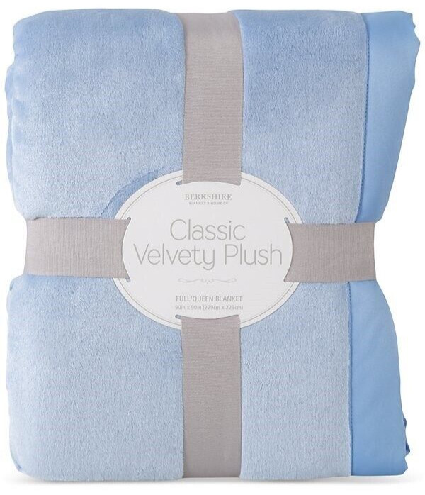 BERKSHIRE Classic Velvety Plush Kentucky Blue-KING Blanket Satin Binding - New
