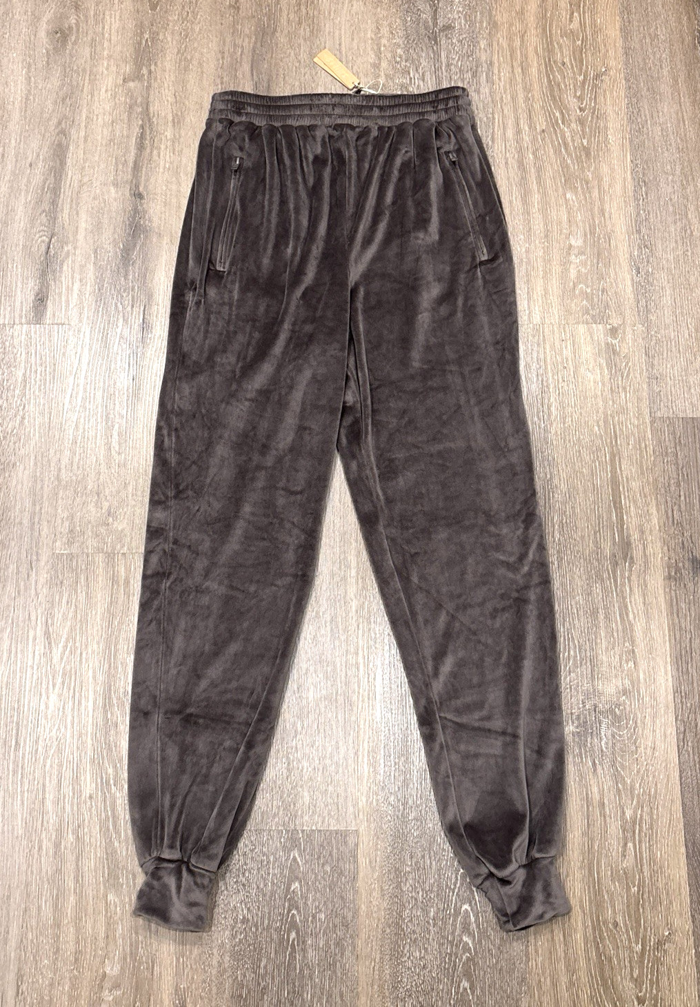 Skims Joggers Small Brown Velour Track Lounge Pants Casual Cuffed Pockets NEW