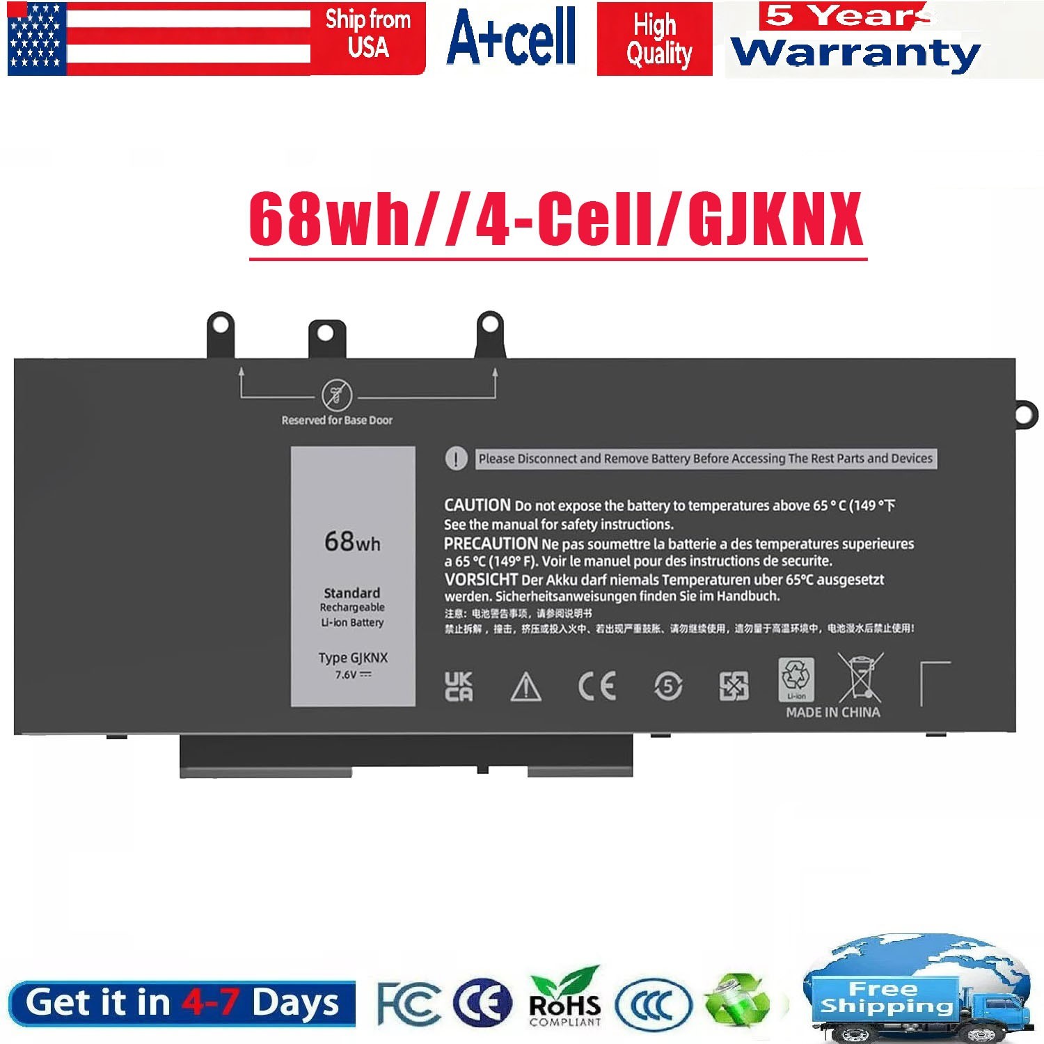 ✅Lot 10x GJKNX Battery For Dell Latitude 5480 5580 5280 5490 5491 5580 5590 5591