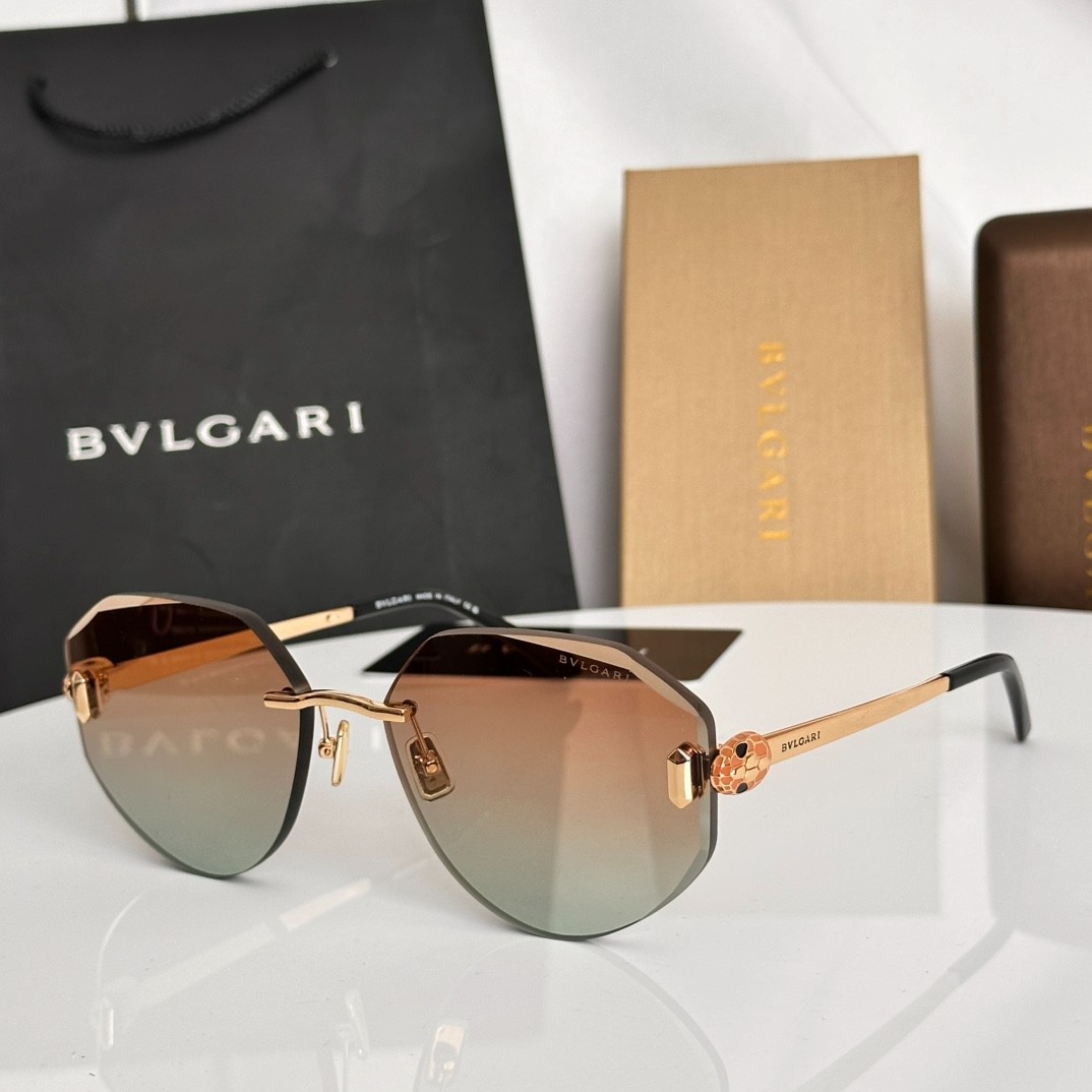 Bvlgari BV40059U Sunglasses Gold Frame Gradient Classic Brown Lenses 58mm