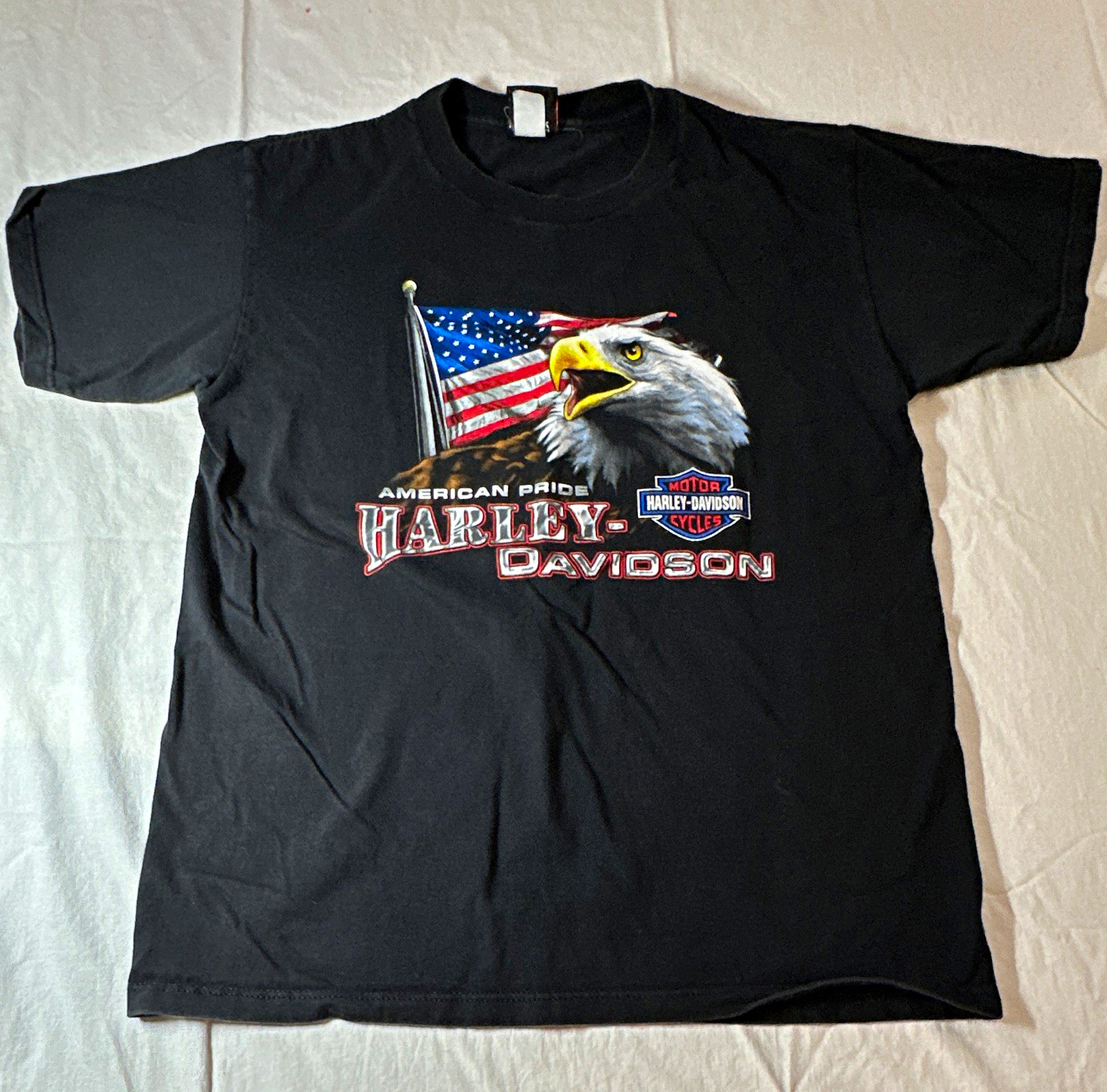 Vintage Harley-Davidson American Pride Eagle Flag T-shirt Large St. Paul Size L