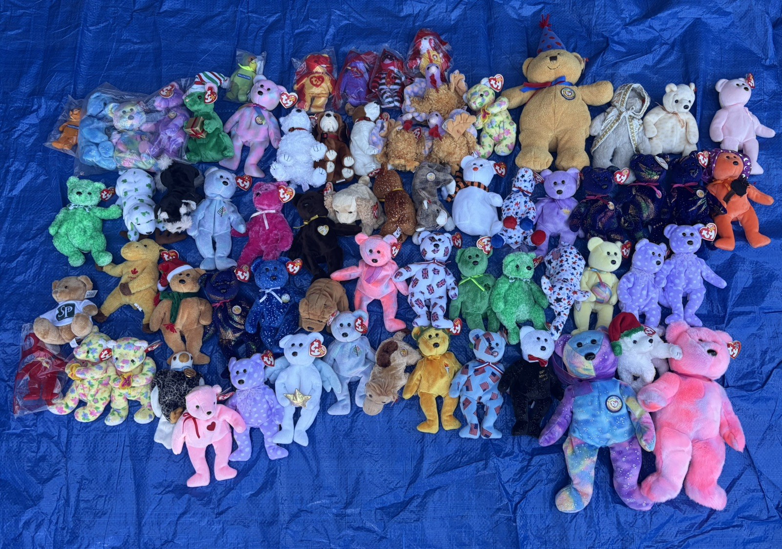 Large Lot 50+ TY Beanie Babies Plush Bears Animals Vintage Mixed Collection