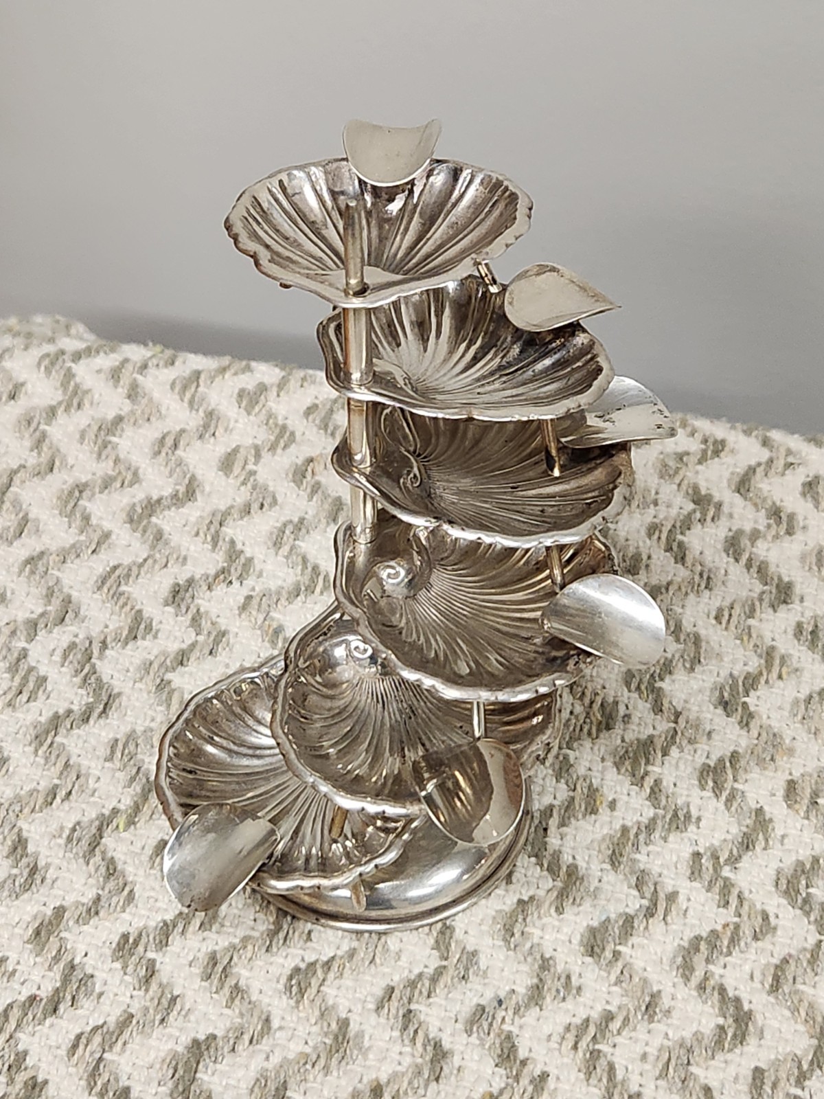 RARE VTG STERLING SILVER MEXICAN STACKING  SHELL ASHTRAY SET PLAT MEX .925  📈