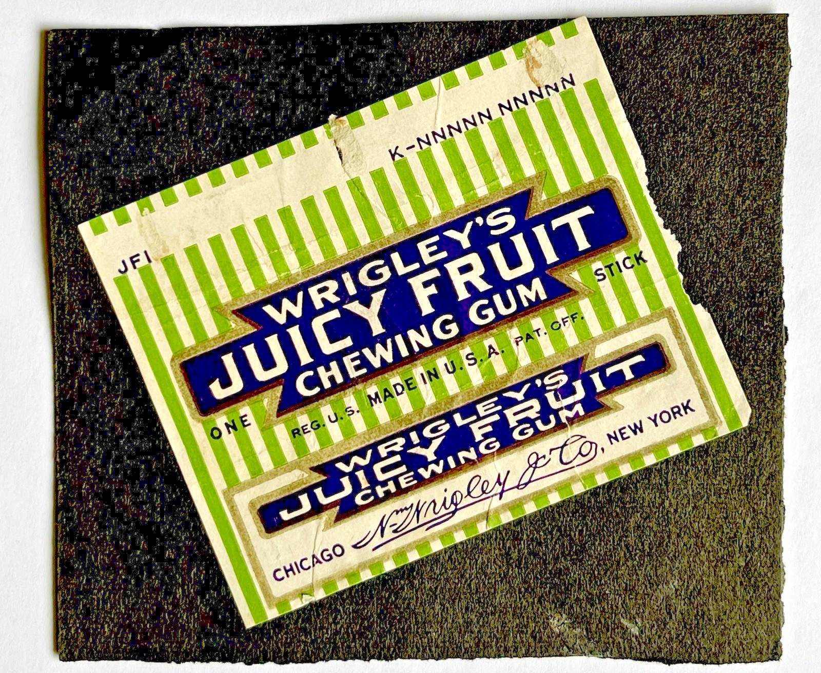 RARE 1920'S- WRIGLEY'S JUICY FRUIT CHEWING GUM WRAPPER RARE 1920'S- WRIGLEY'S JUICY FRUIT CHEWING GUM WRAPPER
