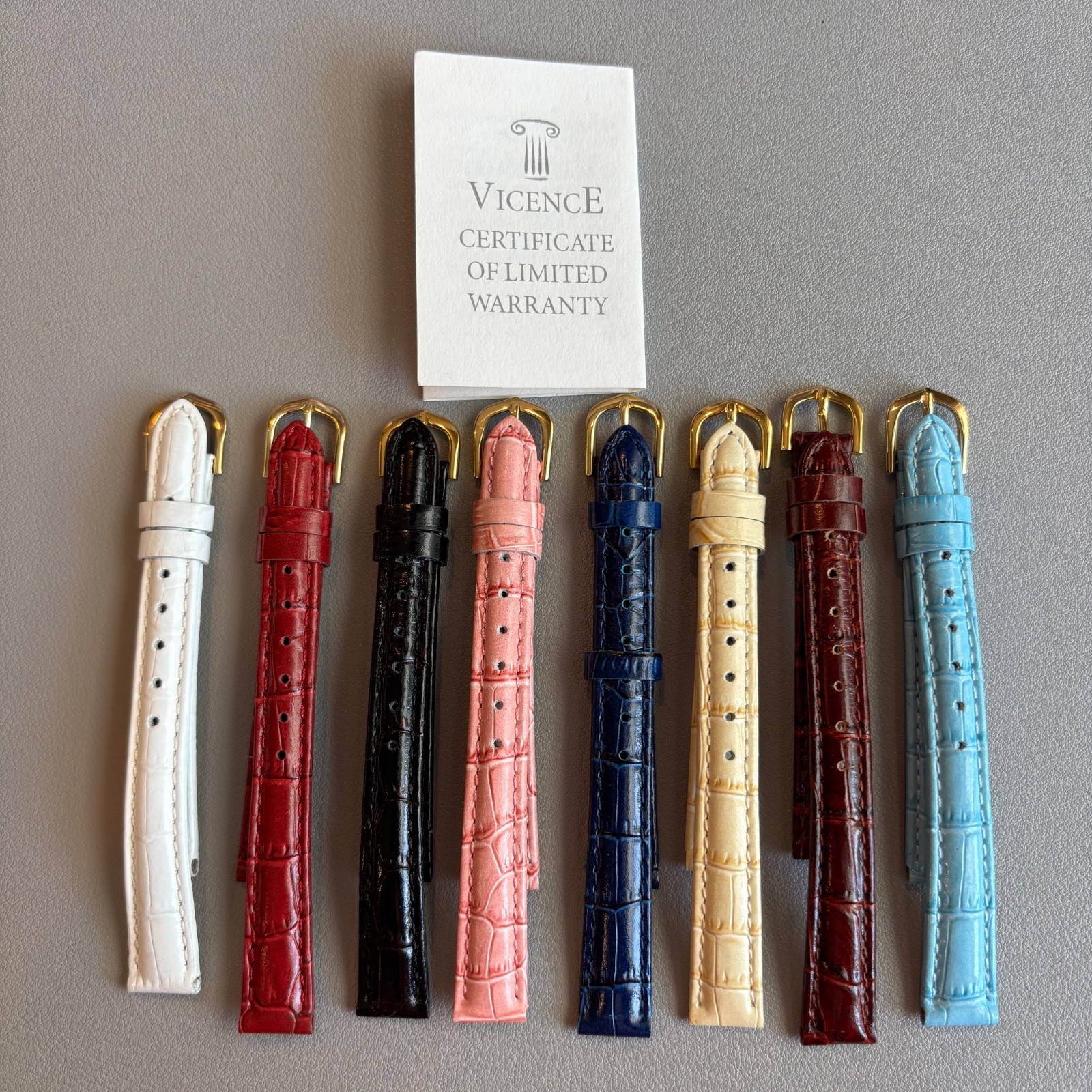 Vintage Vicence Leather Watch Bands Lot of 8 Made in Italy - 12mm
