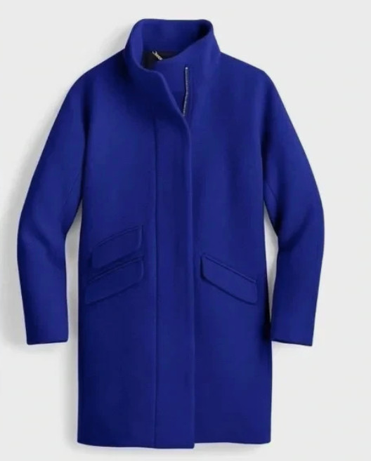 EUC J. Crew Cocoon Coat, Italian Stadium Cloth, Nello Gori, Size 6, Blue