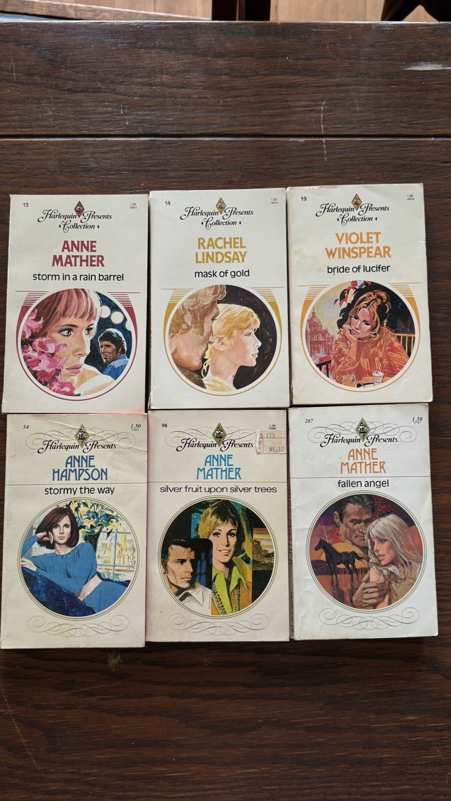 Vintage Harlequin Presents Lot of 6 Romance Anne Mather Violet Winspear 1970s
