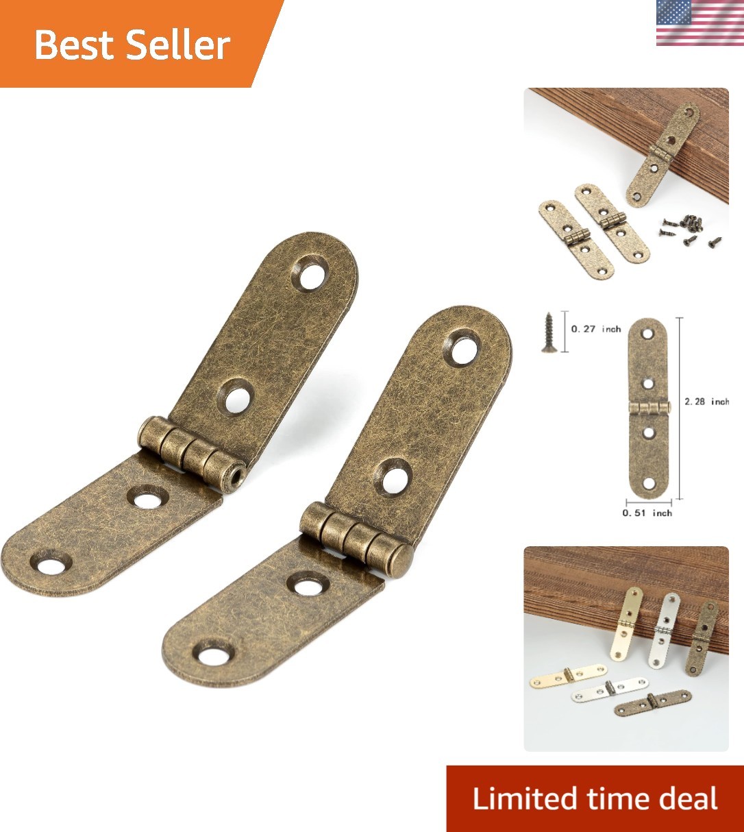Elegant Antique Bronze Hinges (20 Pcs) - Ideal for Small Furniture & Projects