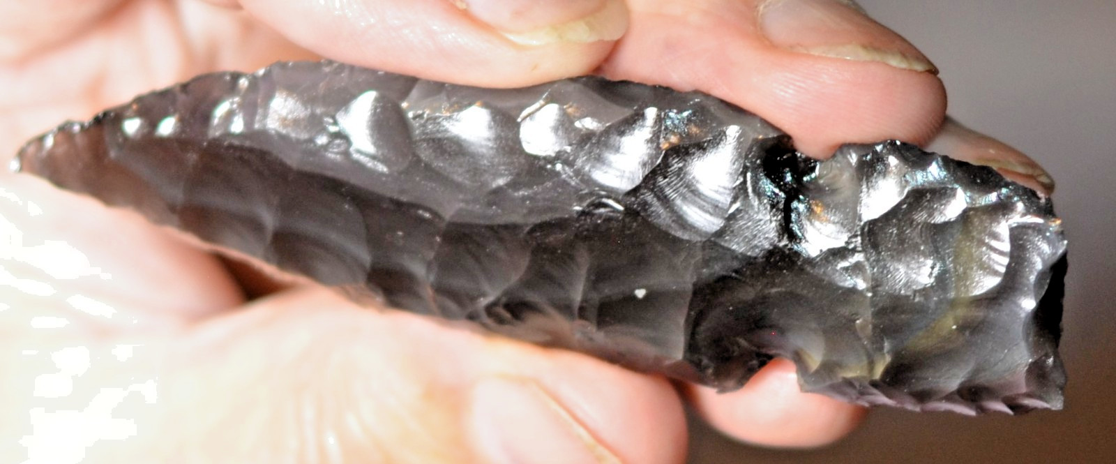 3.78 Inch Obsidian Primitive Projectile Point Repro
