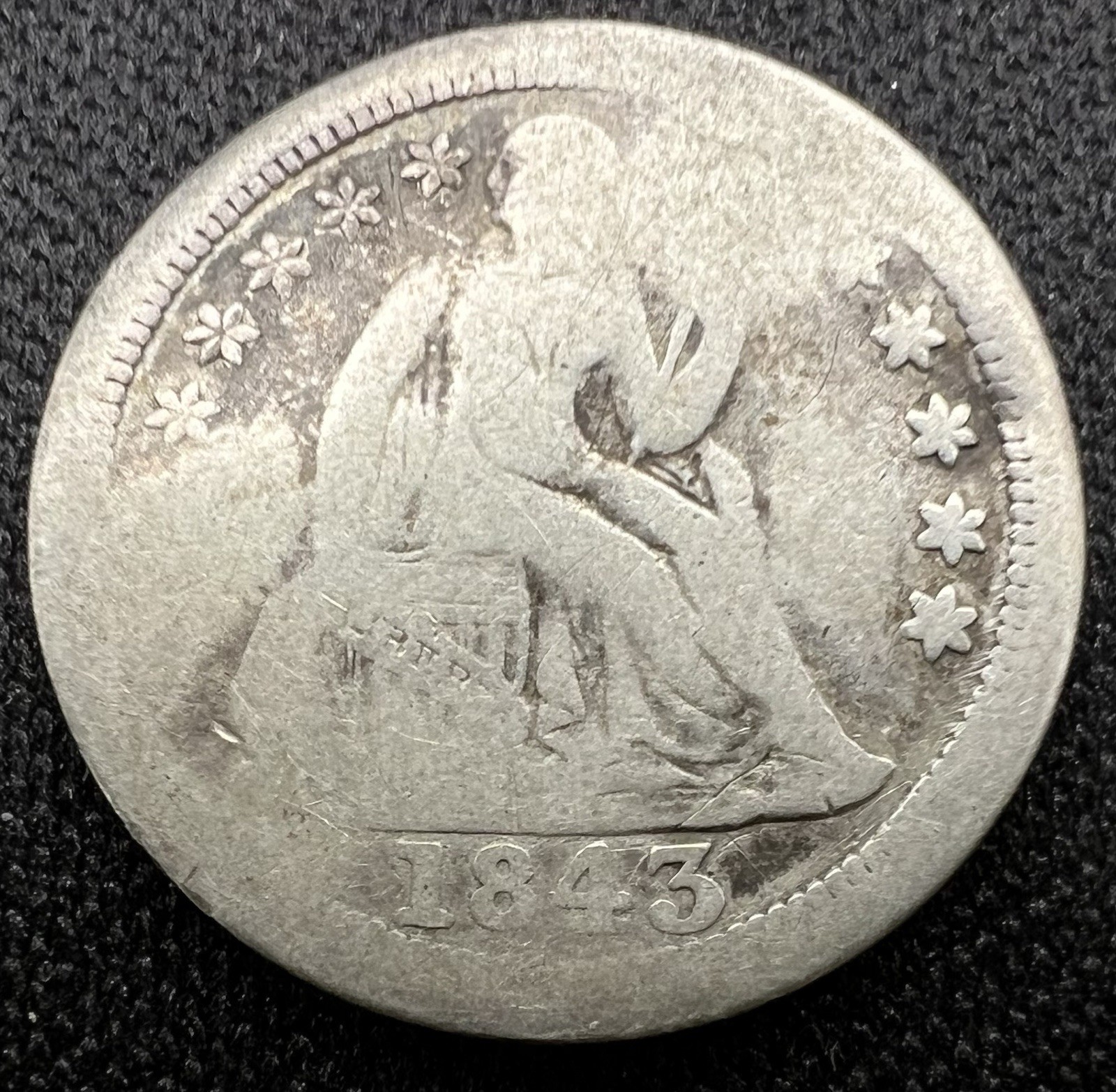 1843-O Seated Liberty Dime Good Detail, SCARCE KEY DATE, LOW MINT US 10c