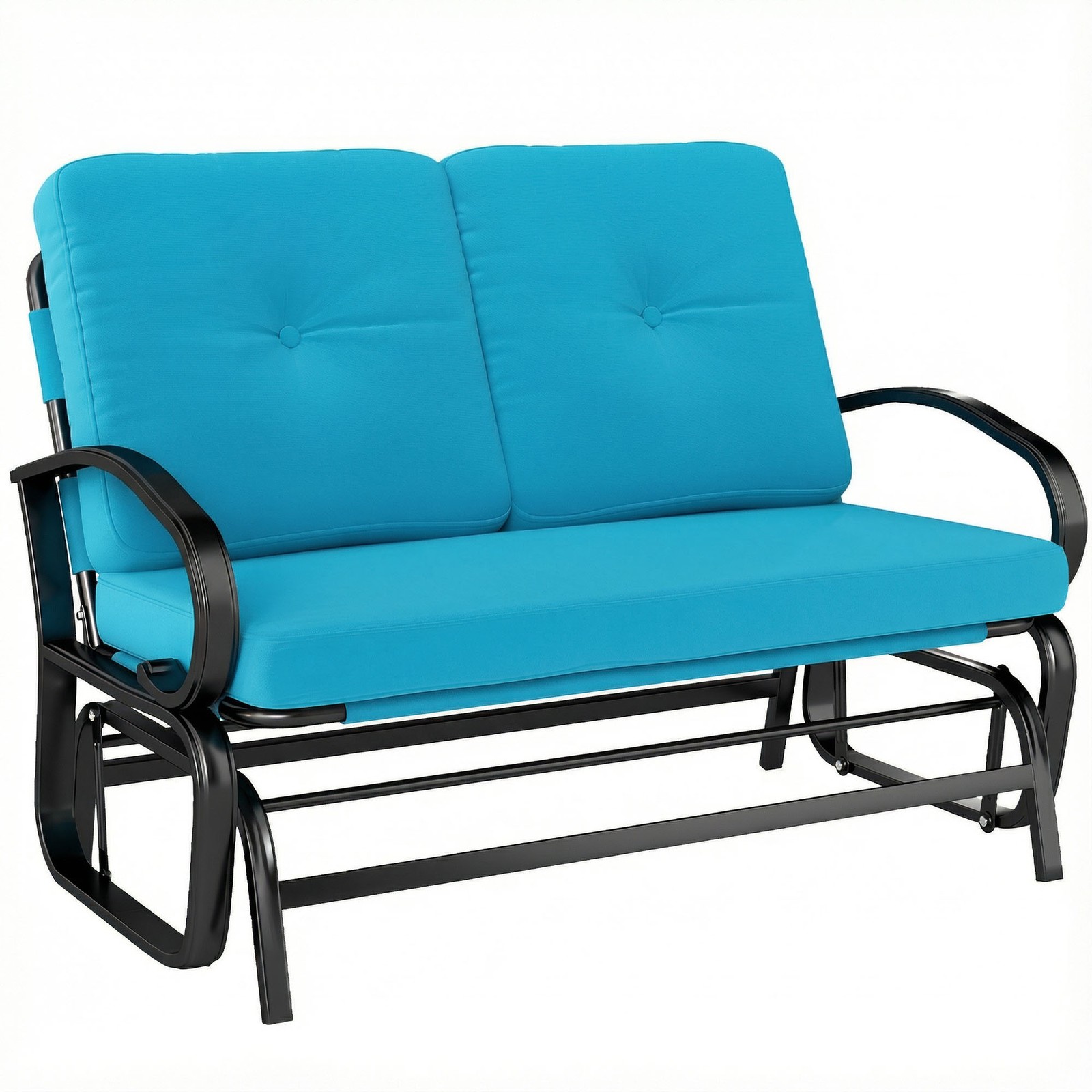 2-Person Outdoor Glider Bench with Cushions, Blue
