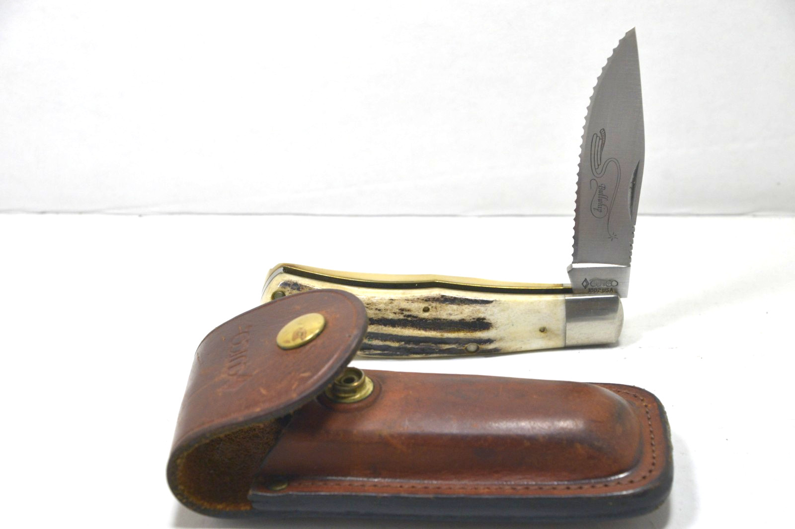 Vintage Cutco 1882 Bullwhip Stag Knife w/ Original Sheath Vintage Cutco 1882 Bullwhip Stag Knife w/ Original Sheath