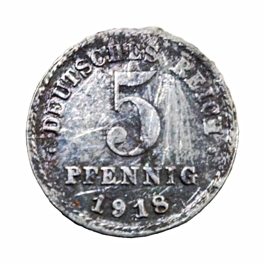 Germany 1918 J 5 Pfennig Iron Coin KM#29 BN Deutsches Reich