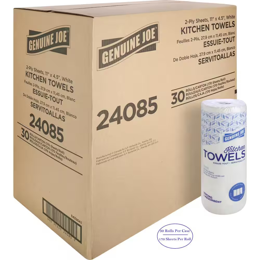 Flexible Size Perforated 2-Ply Paper Towel Rolls (170 Sheets per Roll, 30 Rolls Flexible Size Perforated 2-Ply Paper Towel Rolls (170 Sheets per Roll, 30 Rolls