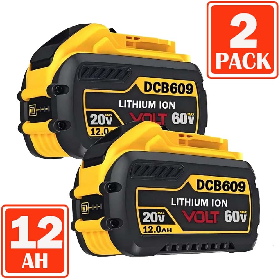 2PCS 20V/60V MAX 12.0AH DCB609-2 FLEXVOLT Lithium Ion Battery For DEWALT DCB612