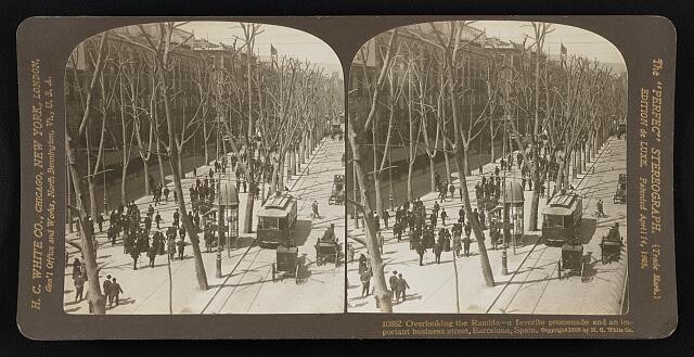 Photo:Barcelona Spain Rambla Promenade Business Street 1908 Stereograph