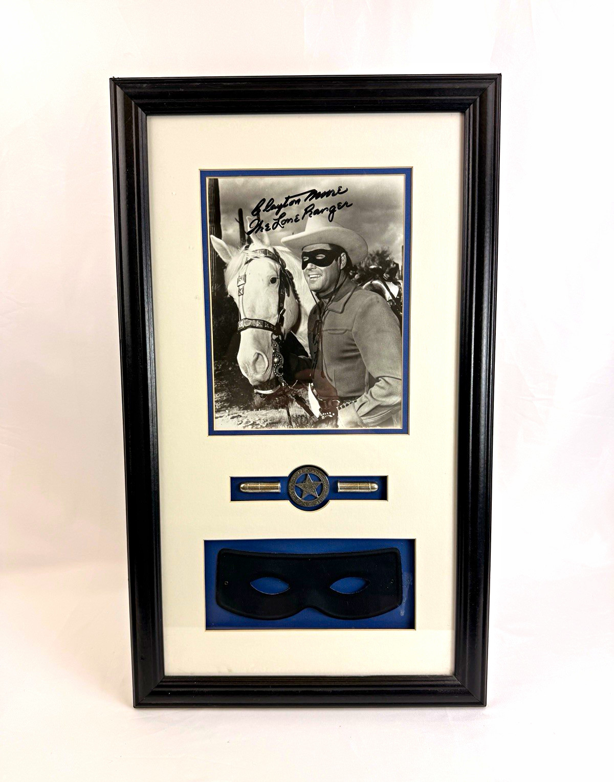 Clayton Moore Signed Autograph The Lone Ranger Framed Photo Display w/ PSC COA