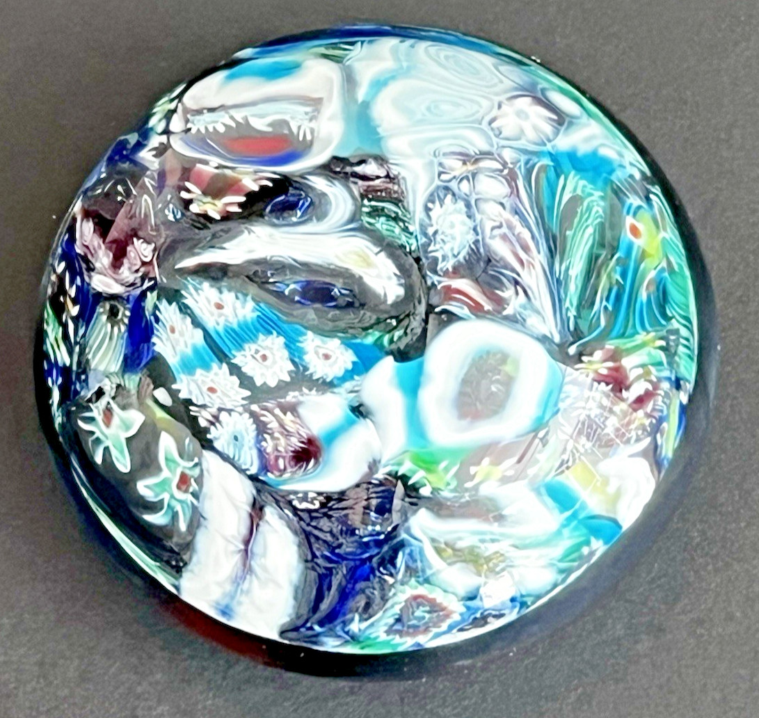Vintage Antica Venice Murano Art Glass Murrina Millefiori Paperweight Dome Shape