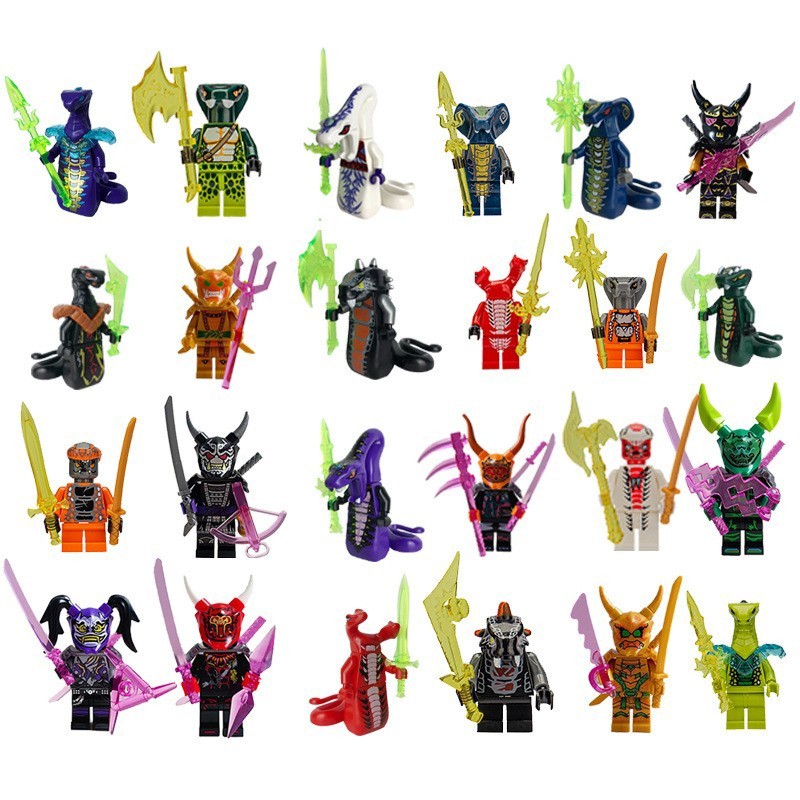 24pc Ninjago Minifigure Set Serpentine Chal Snake White Pythor Skalidor Venomari