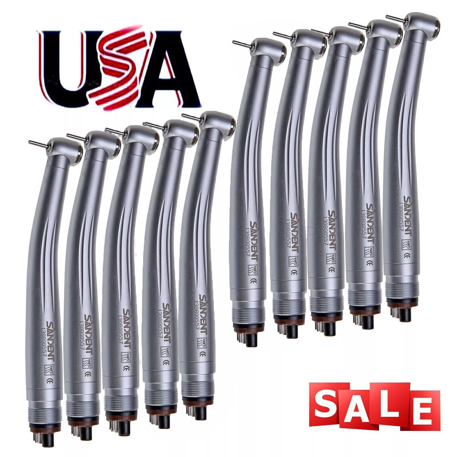 10 Pcs SANDENT Dental High Speed Handpiece Push Button 4 hole Fits NSK PANA MAX