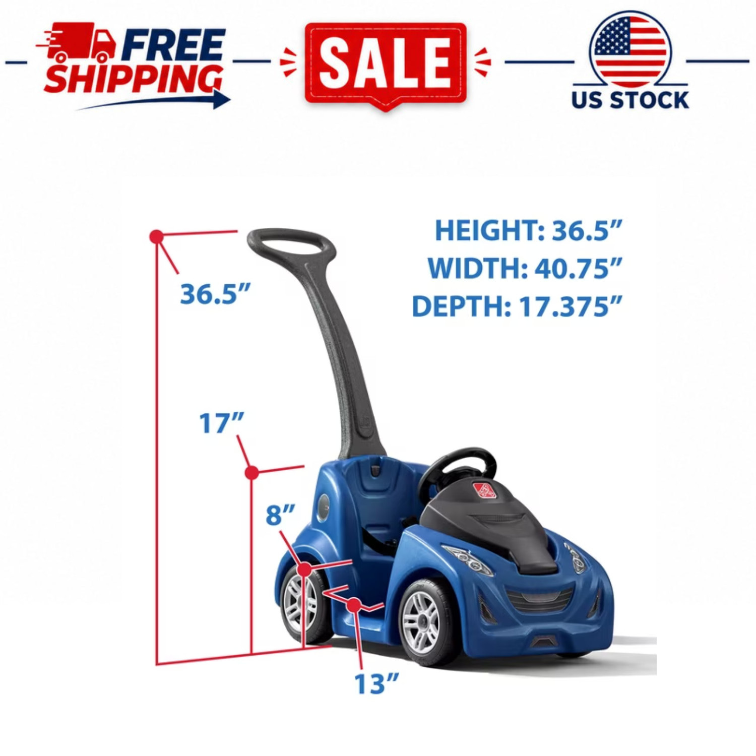 Step2 Blue Push Around Buggy GT, Toddler Push Car, Ages 2-6, 50 lb Capacity