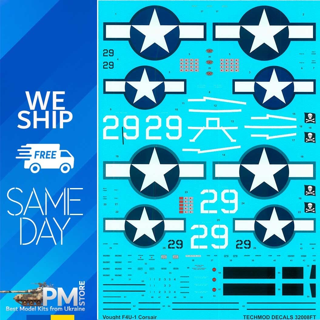Techmod 32008 1/32 Vought F4U-1A Corsair 1944 aircraft wet decal WWII