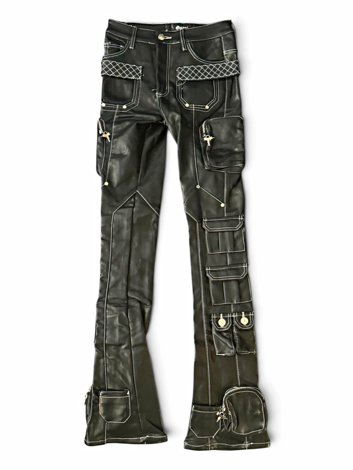 GUAPI Obsidian Black Contrast Cargo Faux Leather Pant V2 Size 30 Rare