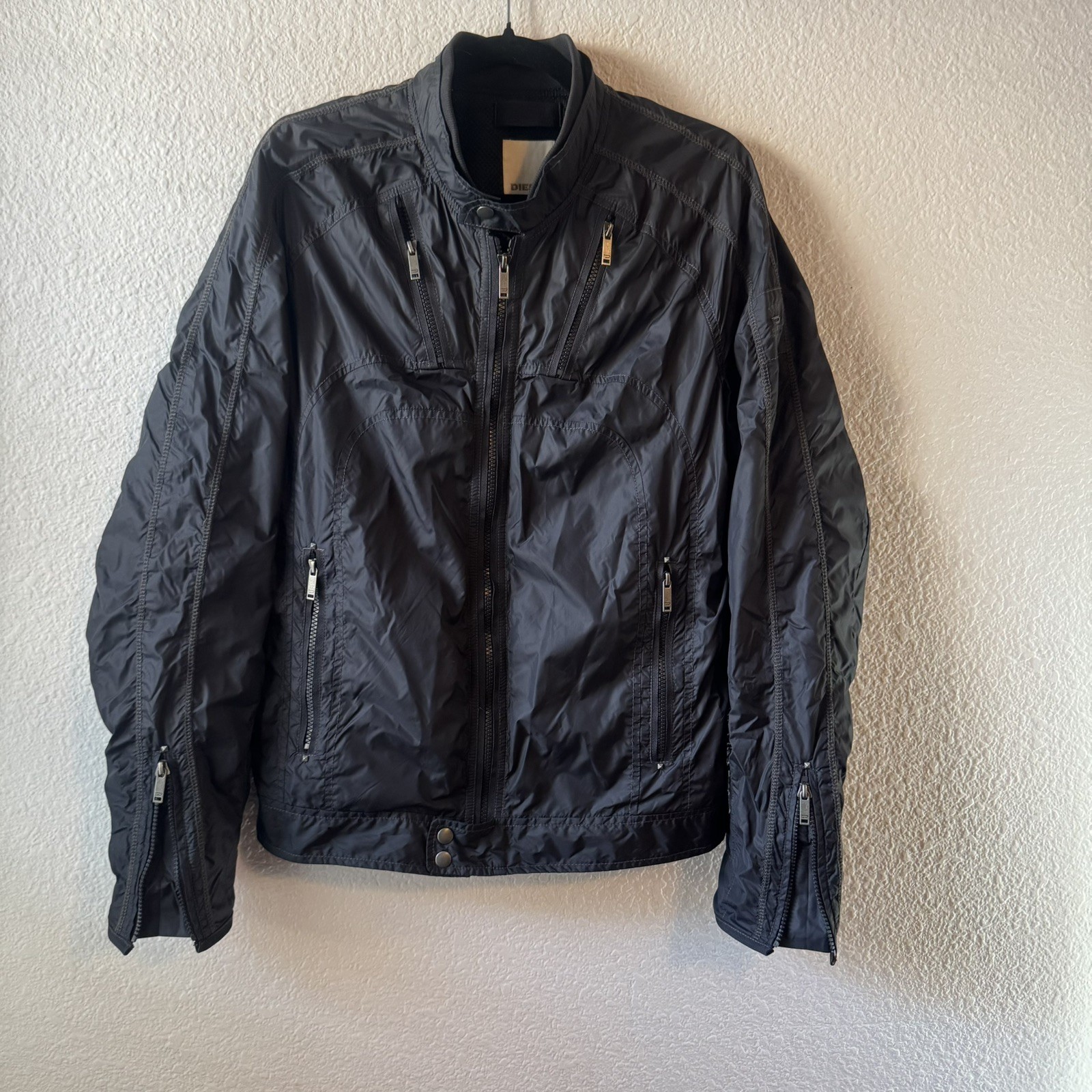 Diesel Mens windbreaker  moto lightweight Jacket size large 