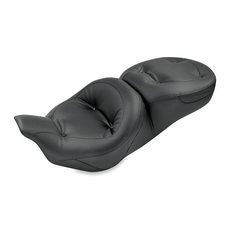 Mustang One-Piece 2-Up Ultra Touring Seat FL 08-25 Harley 76036
