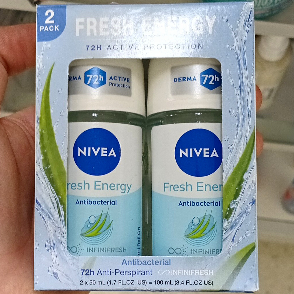 NIVEA Fresh Energy Antibacterial 72H Roll-On Antiperspirant 2x50 mL NIVEA Fresh Energy Antibacterial 72H Roll-On Antiperspirant 2x50 mL