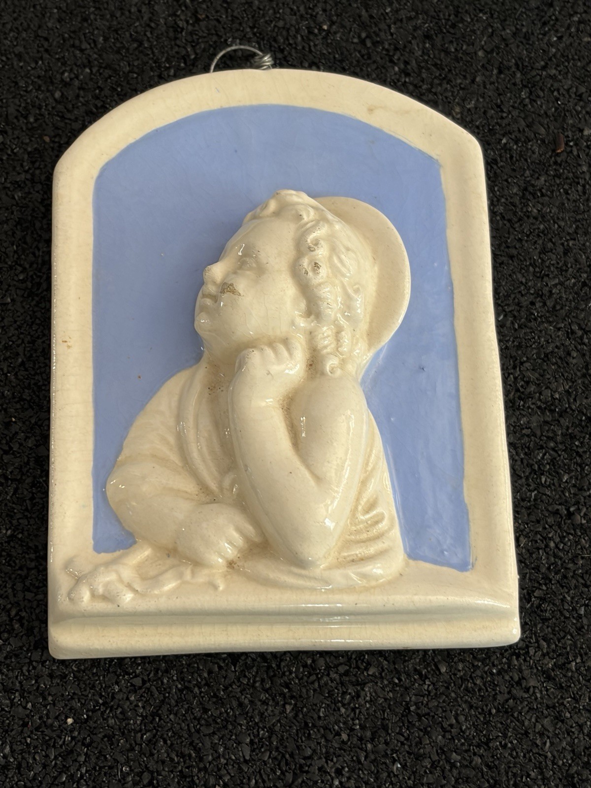 Vintage Mid-Century Italian Cherub Bas-Relief Wall Plaque – Della Robbia Style