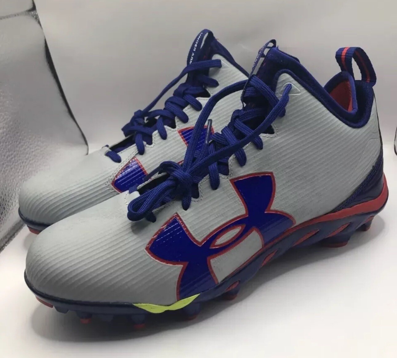 Men\'s Under Armour Blue/Gray Mid Football Cleats 1287493-019 Size 14 Men\'s Under Armour Blue/Gray Mid Football Cleats 1287493-019 Size 14