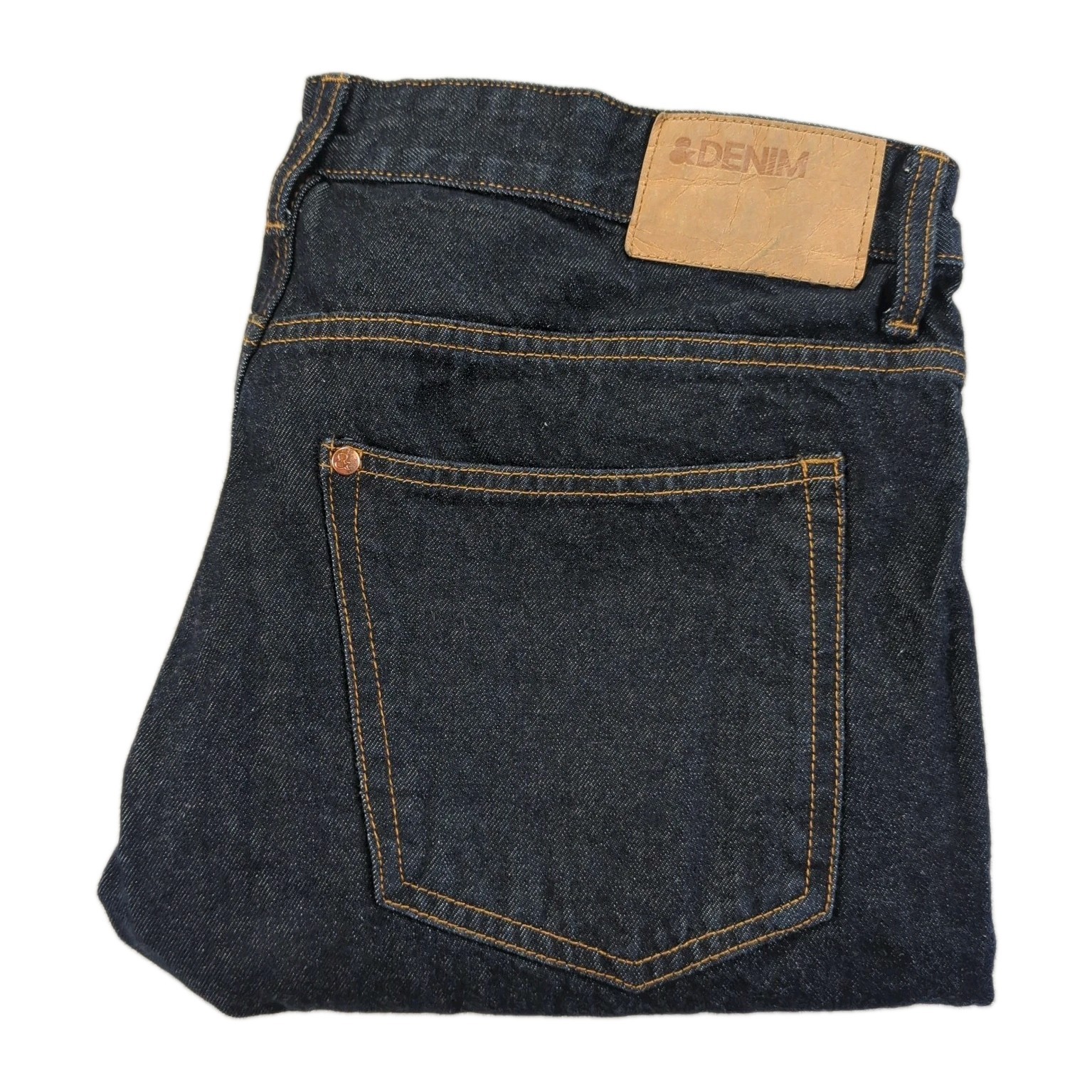 H&M Mens Button Fly Straight Regular Fit 34x34 Men\'s Jean Blue Denim 100% Cotton