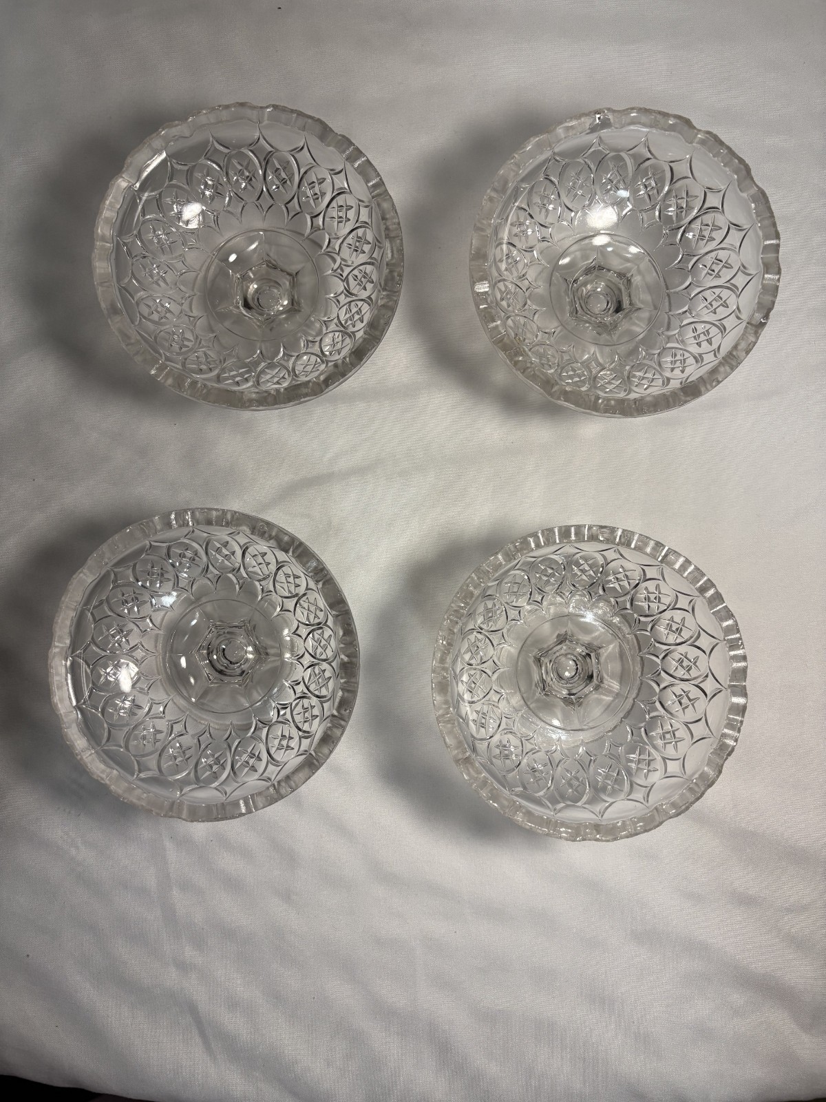 Fostoria Glass Co. Vintage American 4 glass footed sherbert cups mid 20th