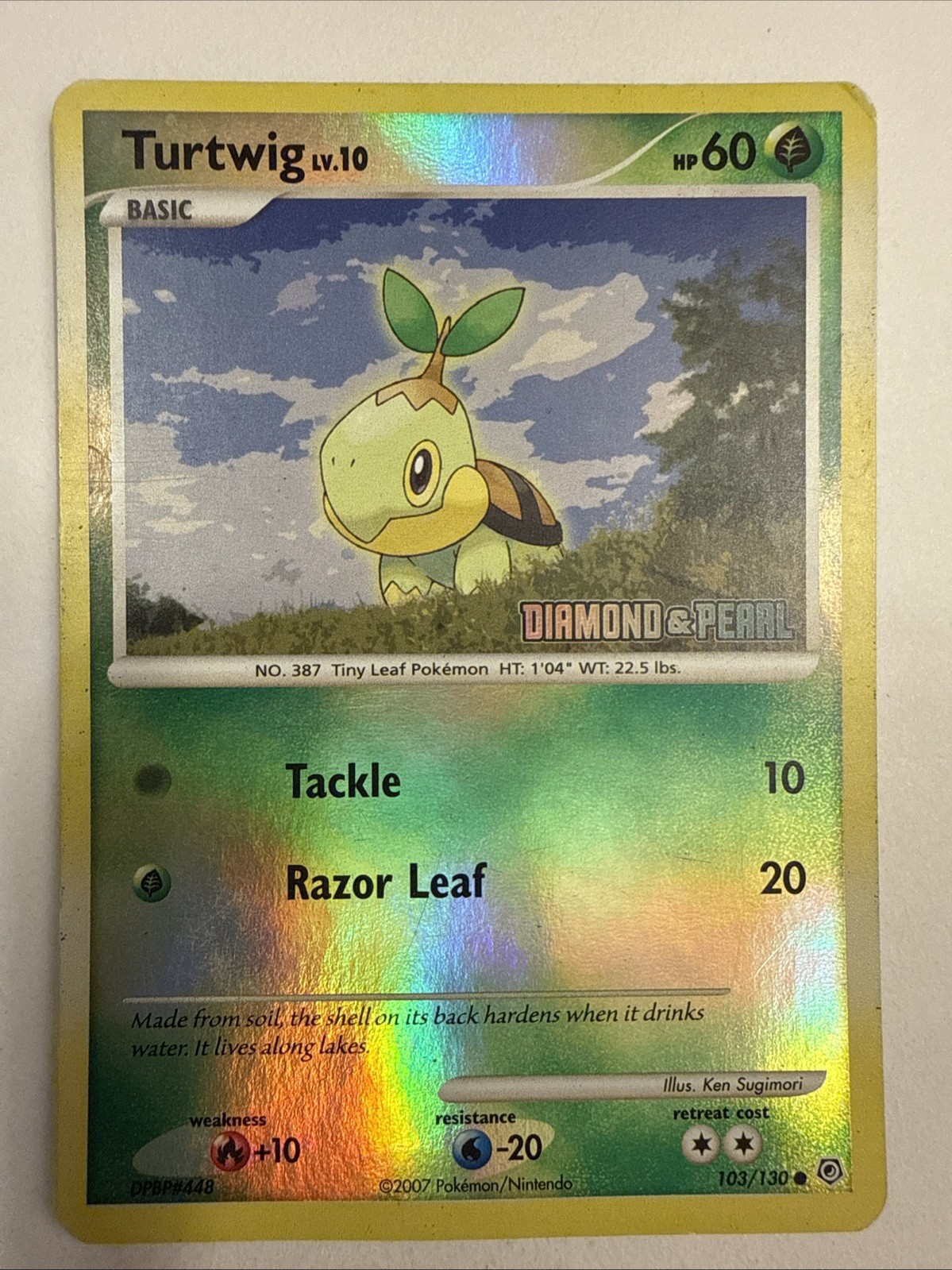 Turtwig 103/130 Stamped Reverse Holo 2007 Pokemon Diamond & Pearl Card MP/HP