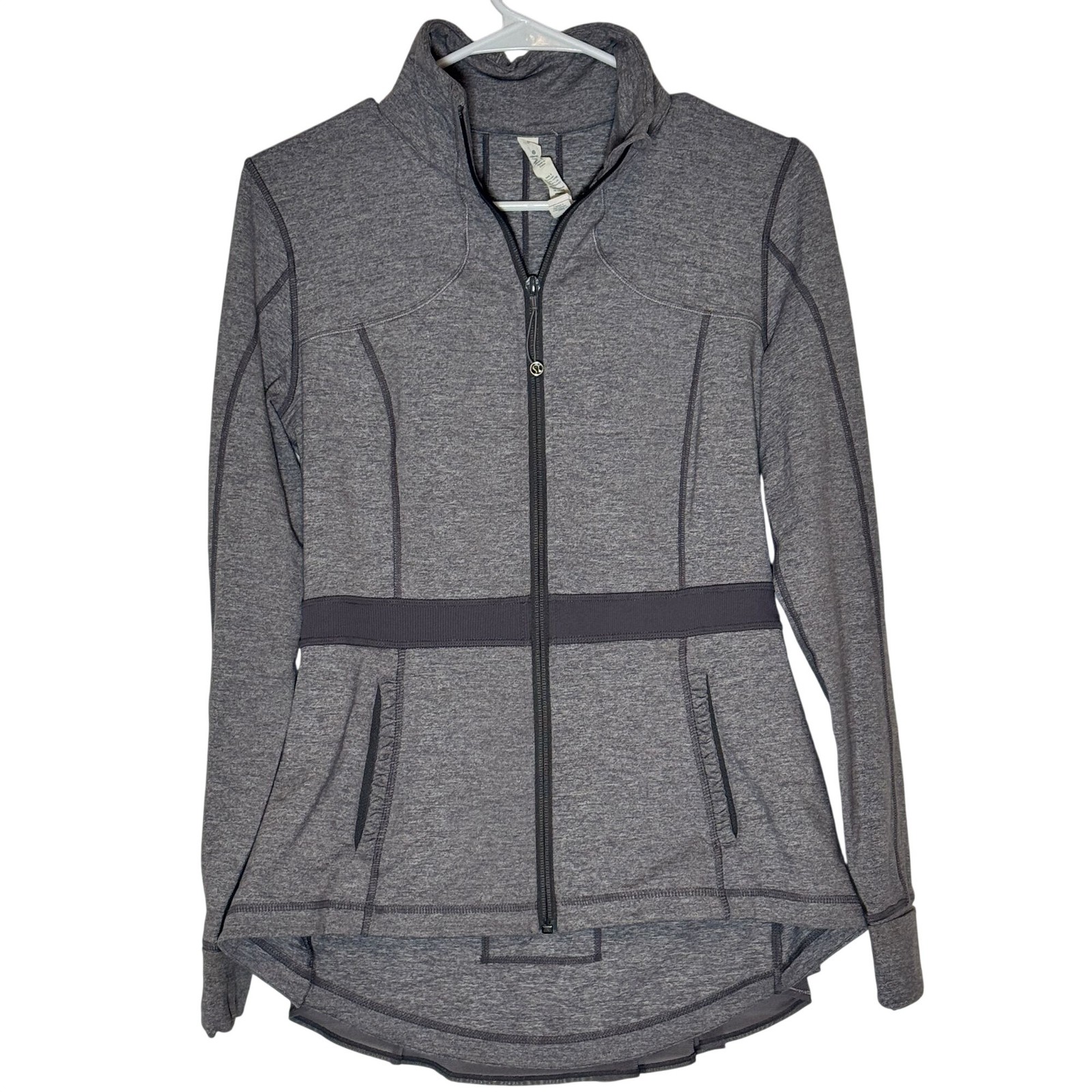 Lululemon RARE Peplum Riding Jacket Women\'s Size 8 in Gray Excellent Condition