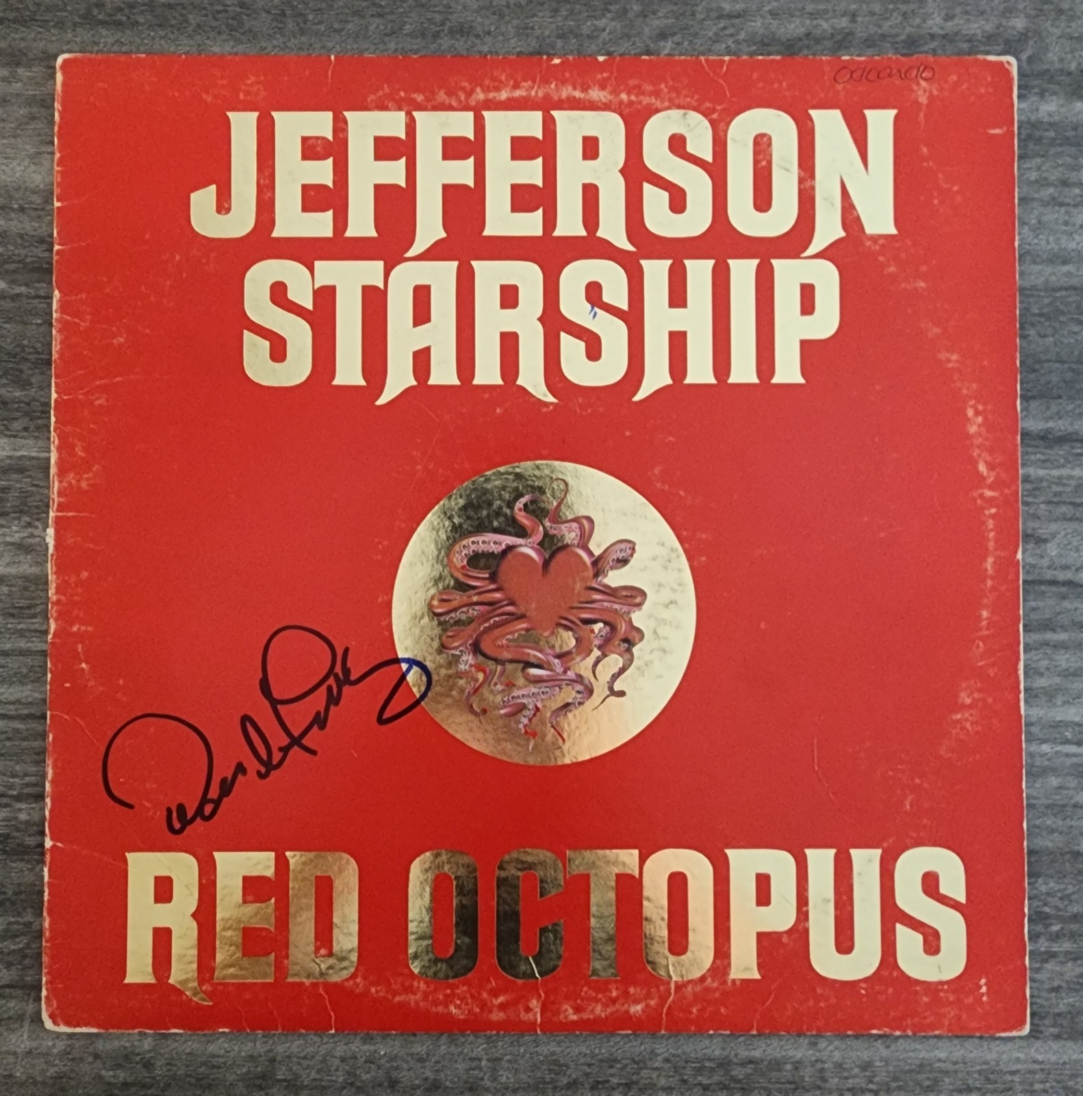 David Freiberg Signed Jefferson Starship -Red Octopus Vinyl Record RAD
