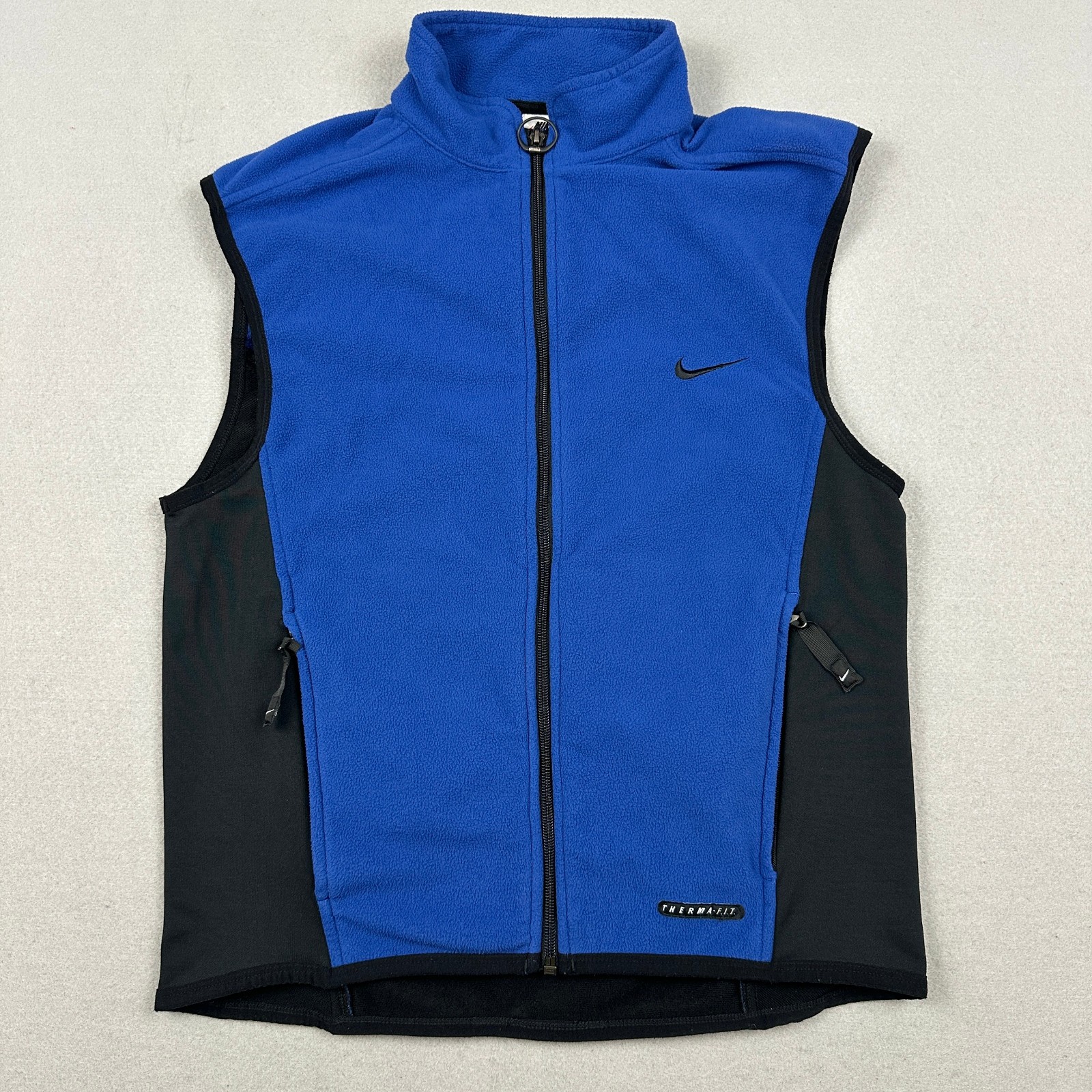 Vintage Nike Vest Men Medium Blue Therma-FIT Fleece Zip Jacket Activewear 90s M