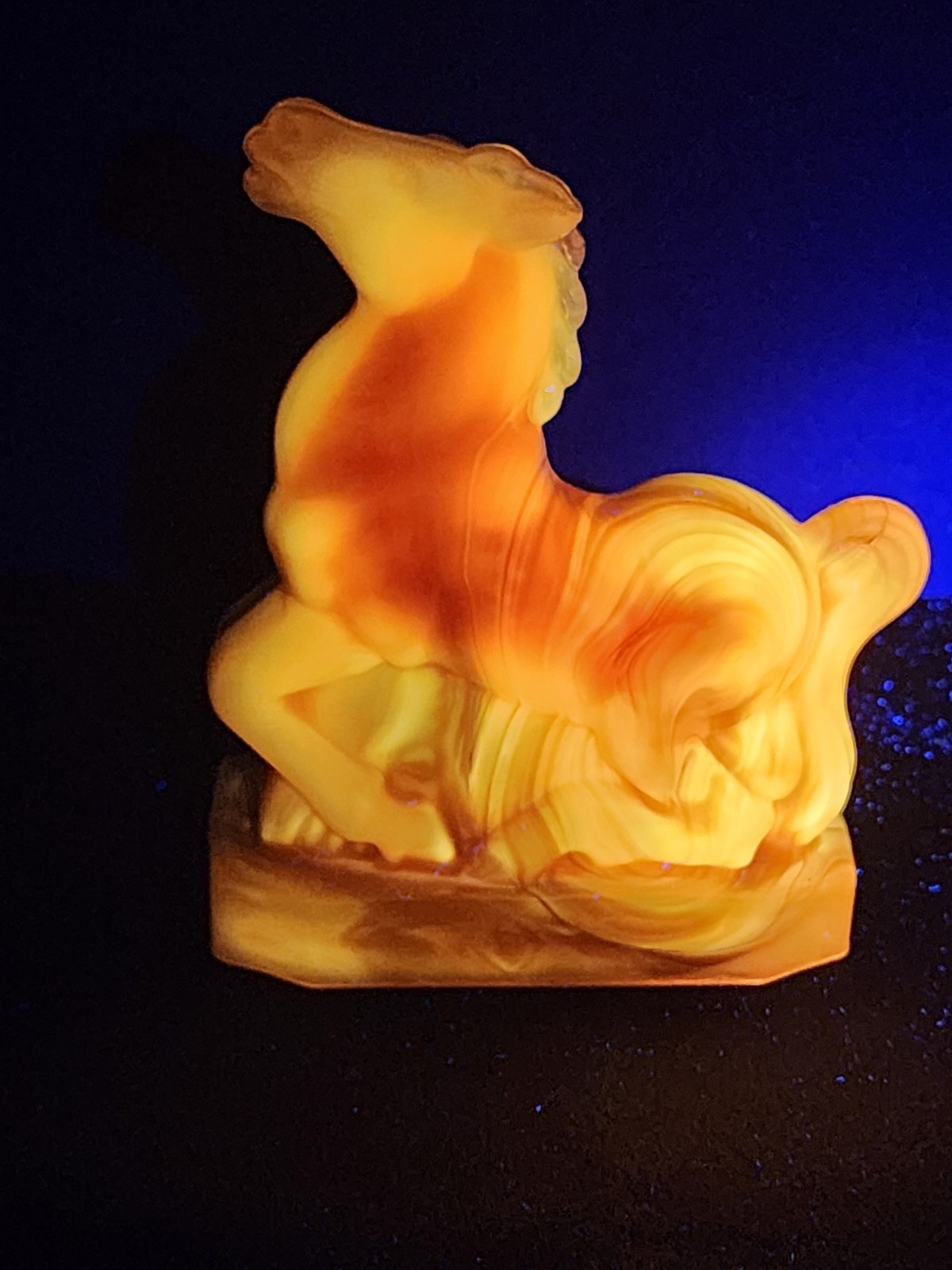 Vintage Boyd Glass Joey Horse Figurine Zack Boyd Slag UV Reactive Cadmium Glow 