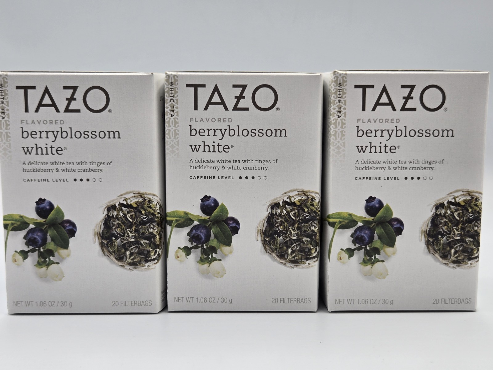 Three (3) Boxes TAZO Berryblossom White Tea Discontinued 60 Teabags BB 06/21 Three (3) Boxes TAZO Berryblossom White Tea Discontinued 60 Teabags BB 06/21