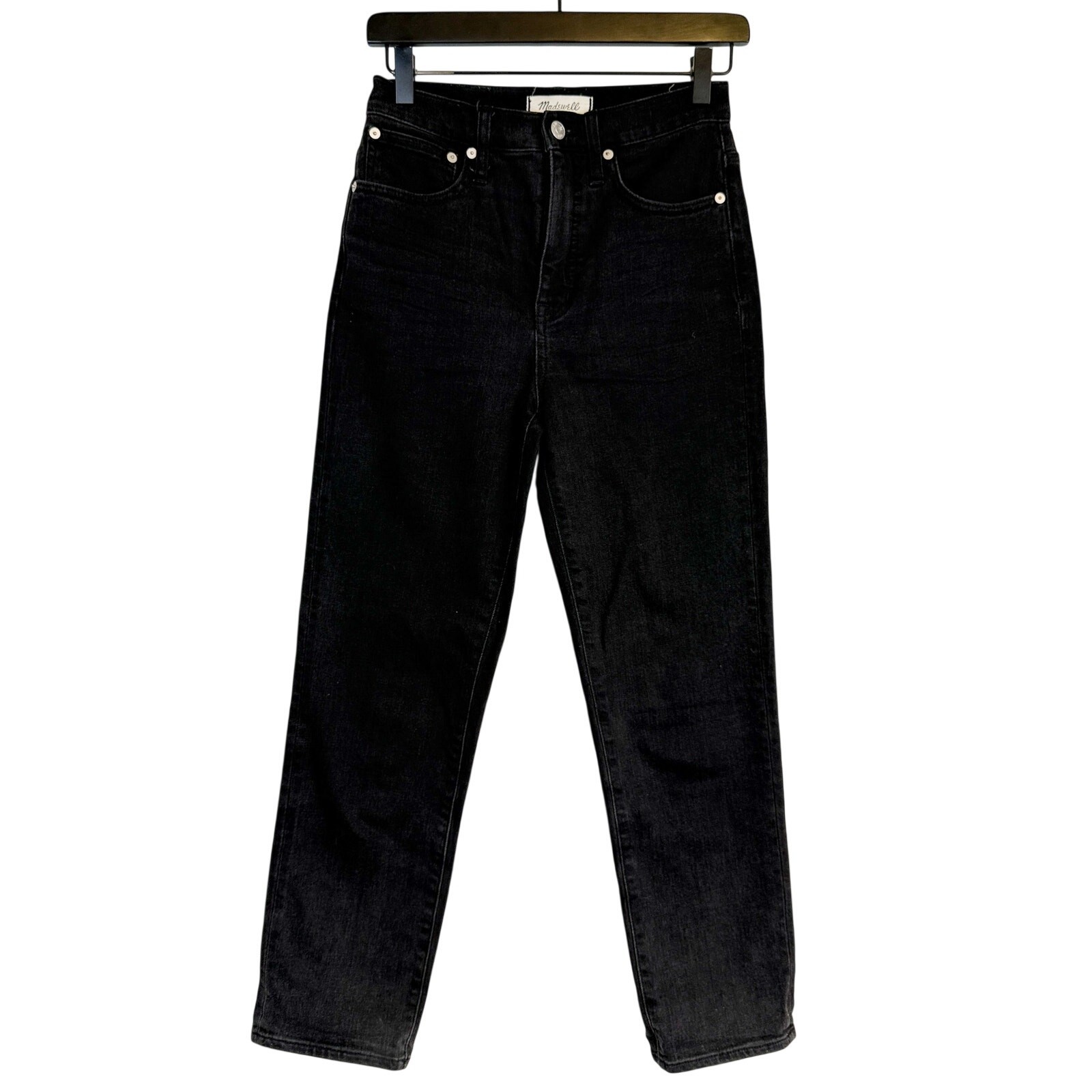 Madewell Classic Straight Jean in Lunar Wash Black High Rise 26\