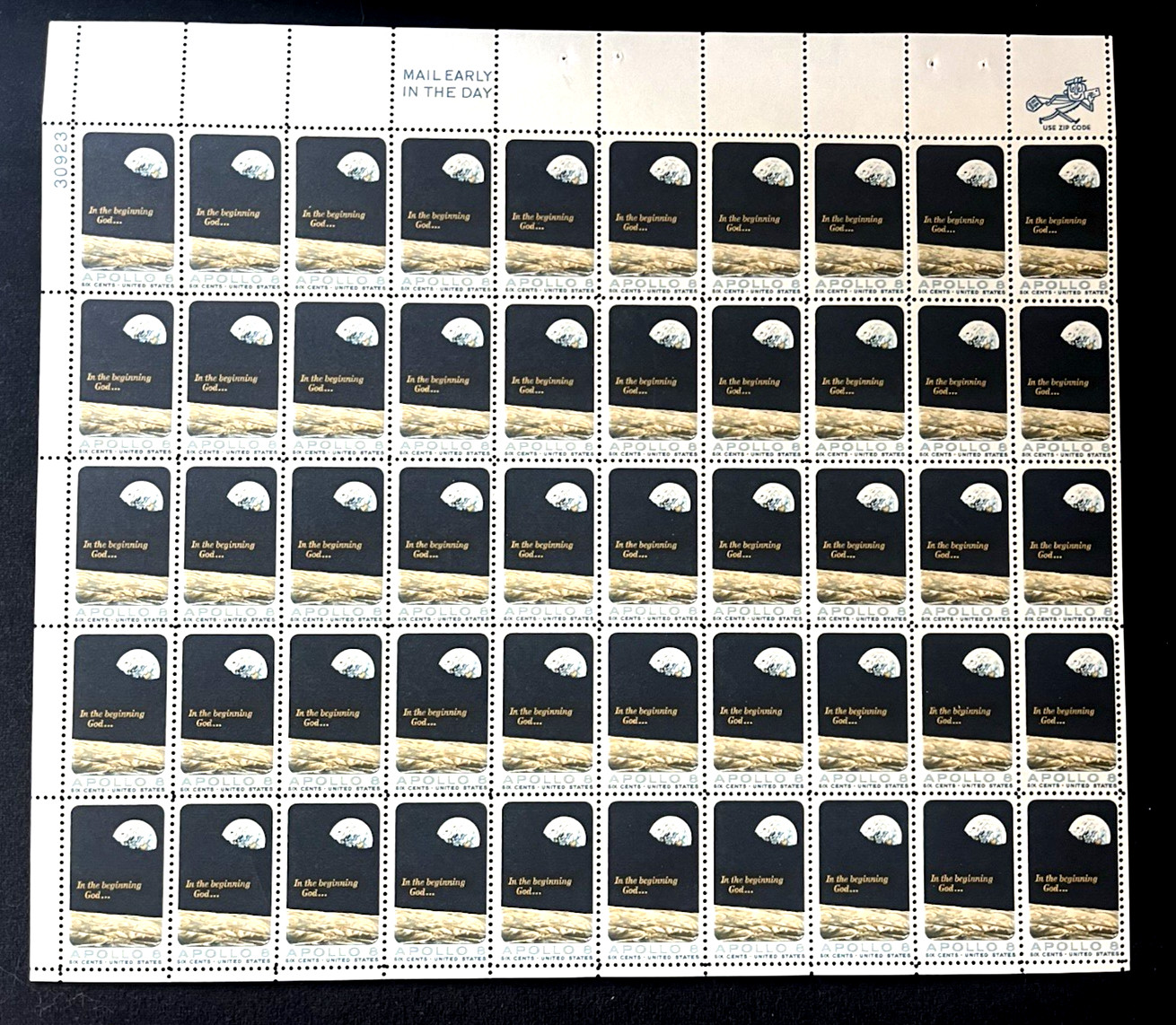 1969 U.S. 6c APOLLO 8 MOON ORBIT FULL SHEET of 50 Sc#1371  M/NH/OG GEM