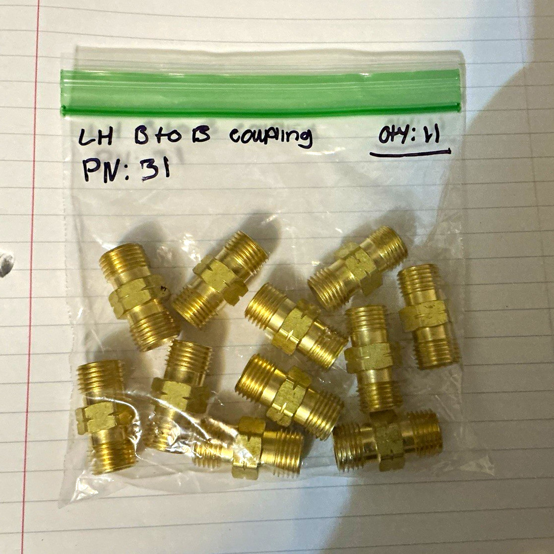 Western Enterprise Brass LH Male-to-Male Coupling Lot P/N 31 Qty 11 Western Enterprise Brass LH Male-to-Male Coupling Lot P/N 31 Qty 11