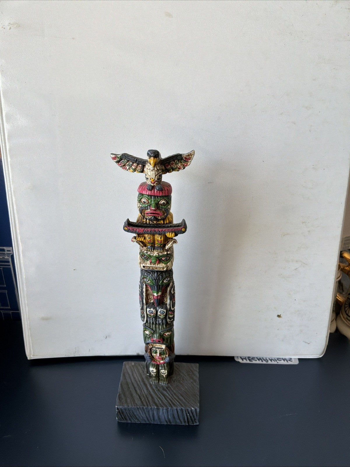 Vintage Authentic Alaska Craft Souvenir Totem Pole Ketchikan Resin 7.75” H
