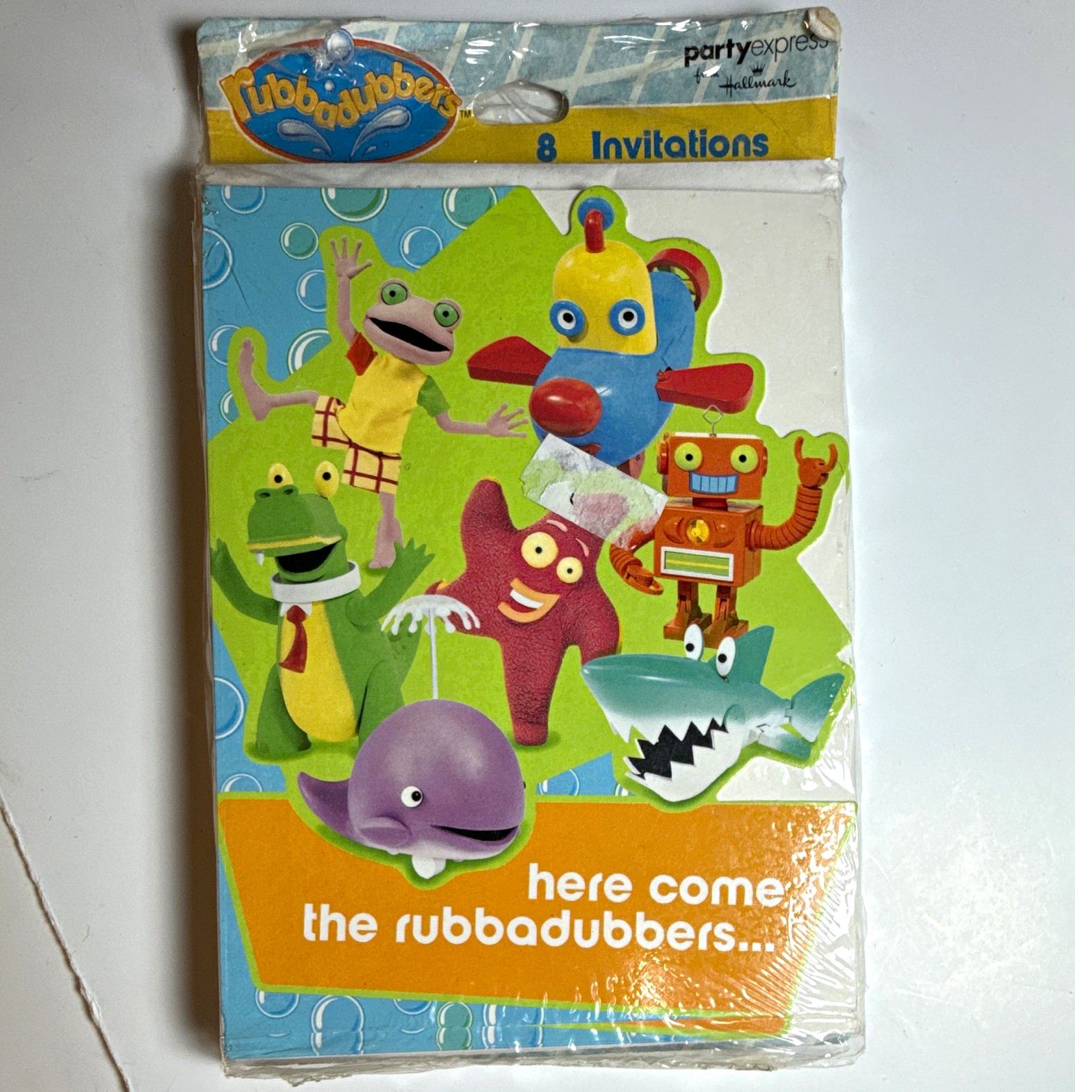 Vintage 2004 Rubbadubbers Birthday Party Invitations 8 Hallmark Sealed NOS